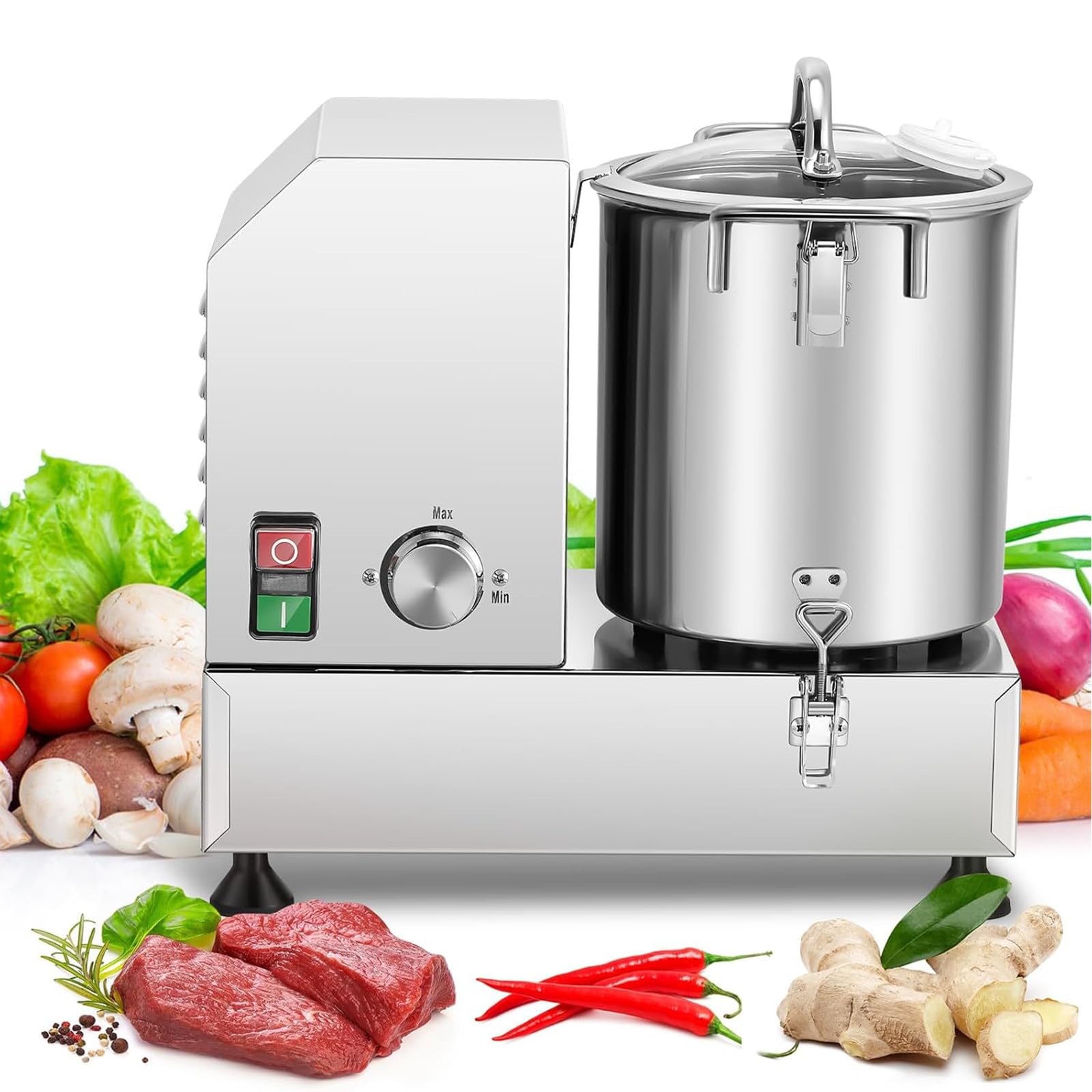 asdchZen Heavy Duty Electric Vegetable Chopper And Food Processor With Stainless Steel Body And Blades For Veggies, Fruits, And Meat,15L,15L