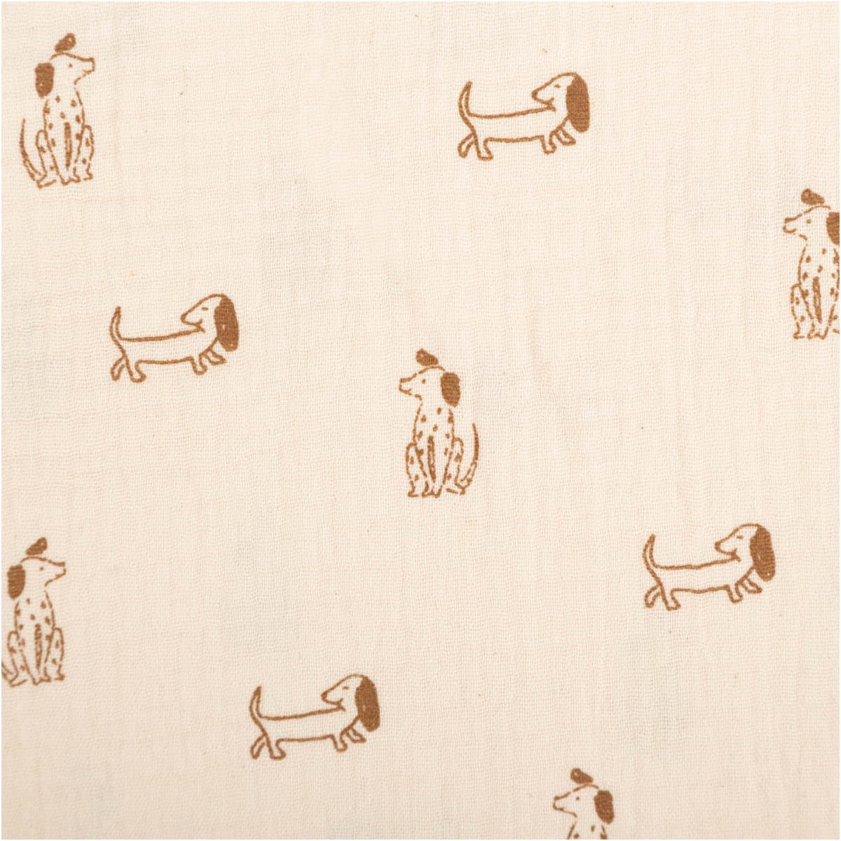 Muslin Organic Cotton Dog Fabric, Natural, Light Brown, 1.30 Width Sold by the Metre, Ideal for Sewing & DIY (130 cm Width)