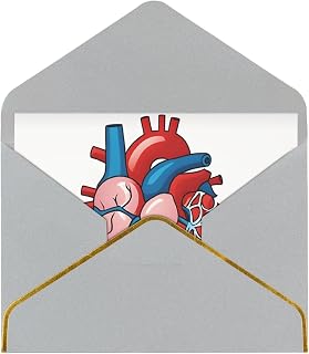 Human Anatomy Heart Chart Print Greeting Card Elegant Foldable Christmas, Birthday, Wedding, And Valentine’s Day Card For All Occasions