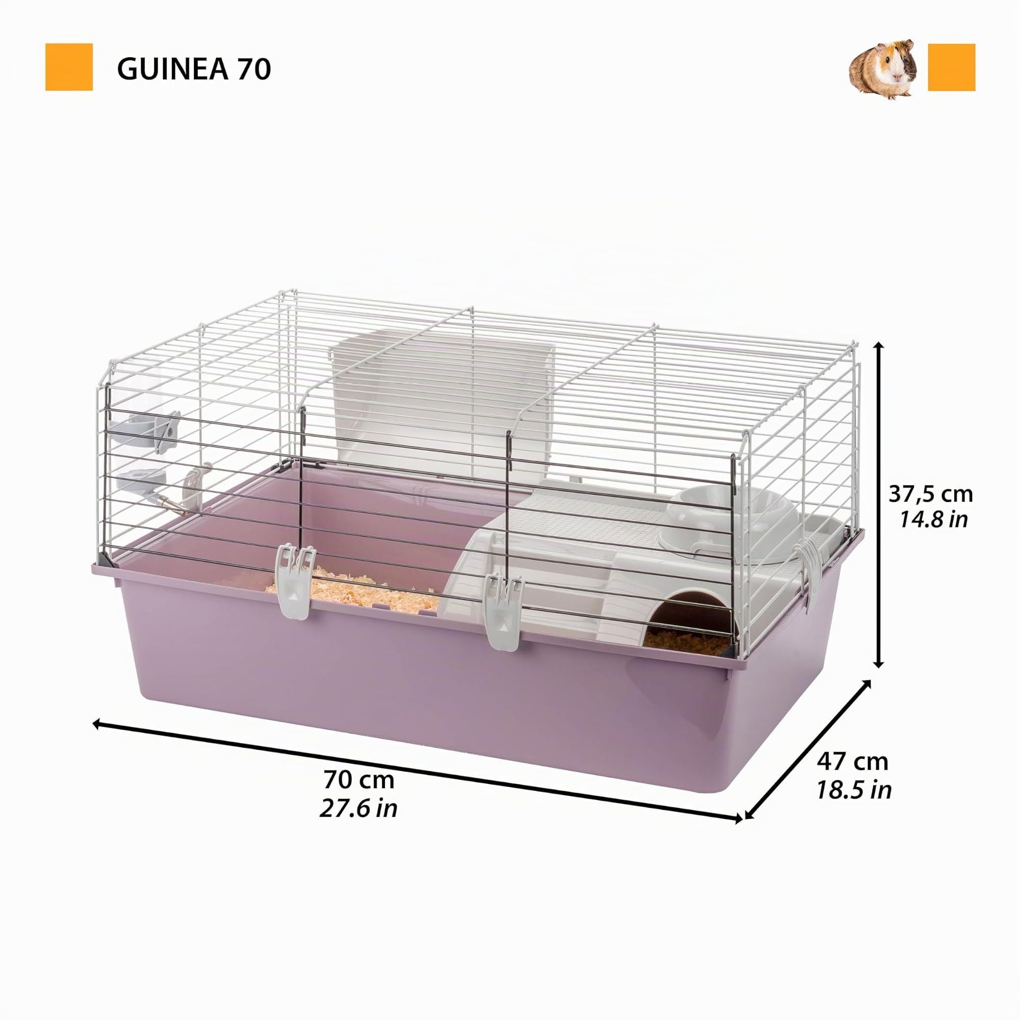 Ferplast Gabbia Roditori CAVIE 15 per Cavie, Porcellini d'India, in Metallo, Accessori Inclusi: Mangiatoia, Beverino, Casetta, Ciotola. 70x47xh37,5cm