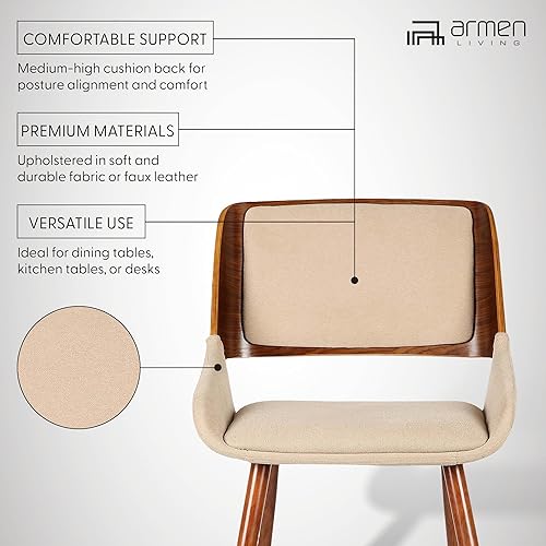 Miniatura 26 de Armen Living Silla de comedor Panda en tela gris y acabado de madera de nogal, 25 pulgadas de profundidad x 20 pulgadas de ancho x 31 pulgadas de