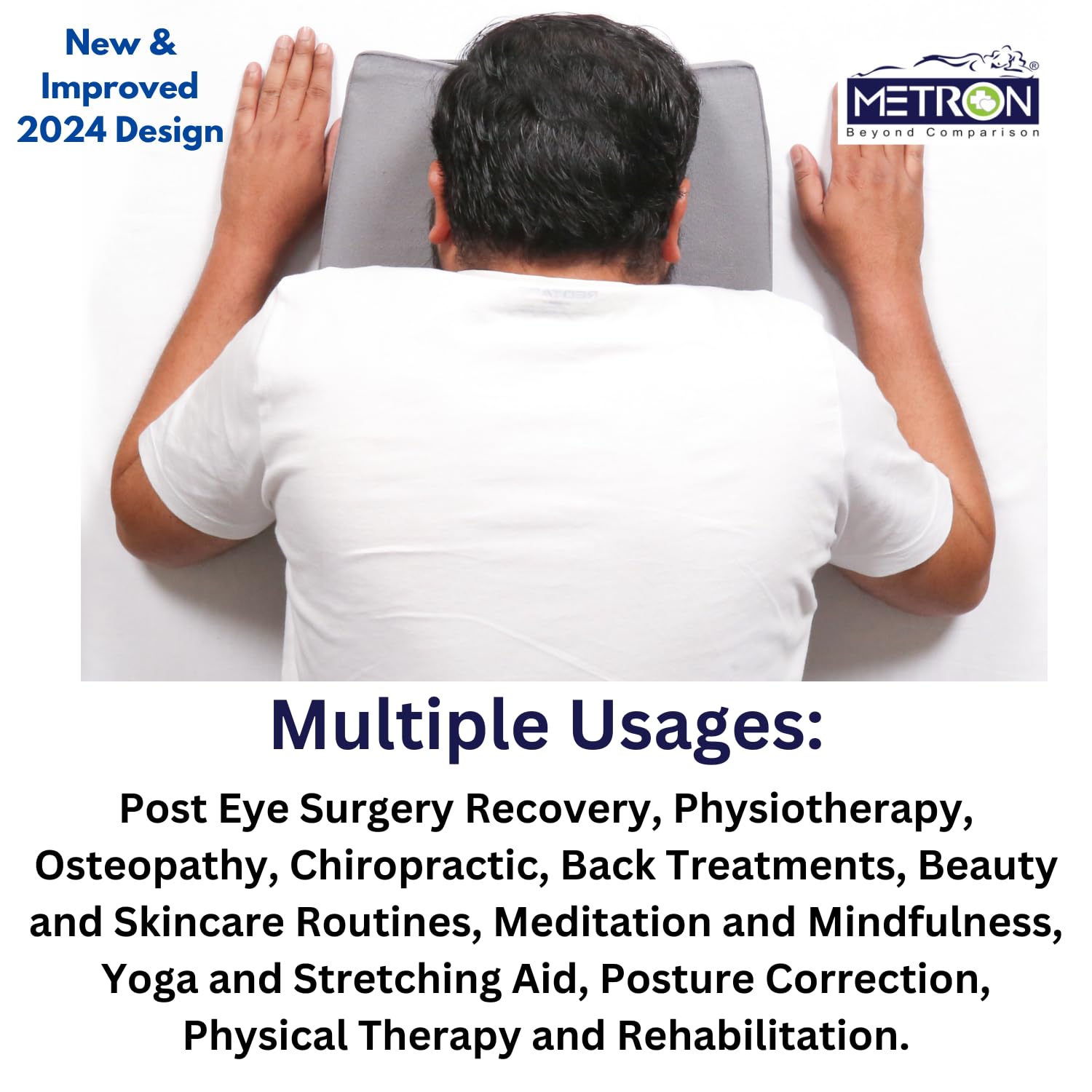METRON Face Down Prone Pillow for After Eye Surgery, Helps in Retinal Detachment Muscular Hole & Vitrectomy Recovery, Ideal for Massage & Prone Sleeping Cushions - Image 2 thumbnail