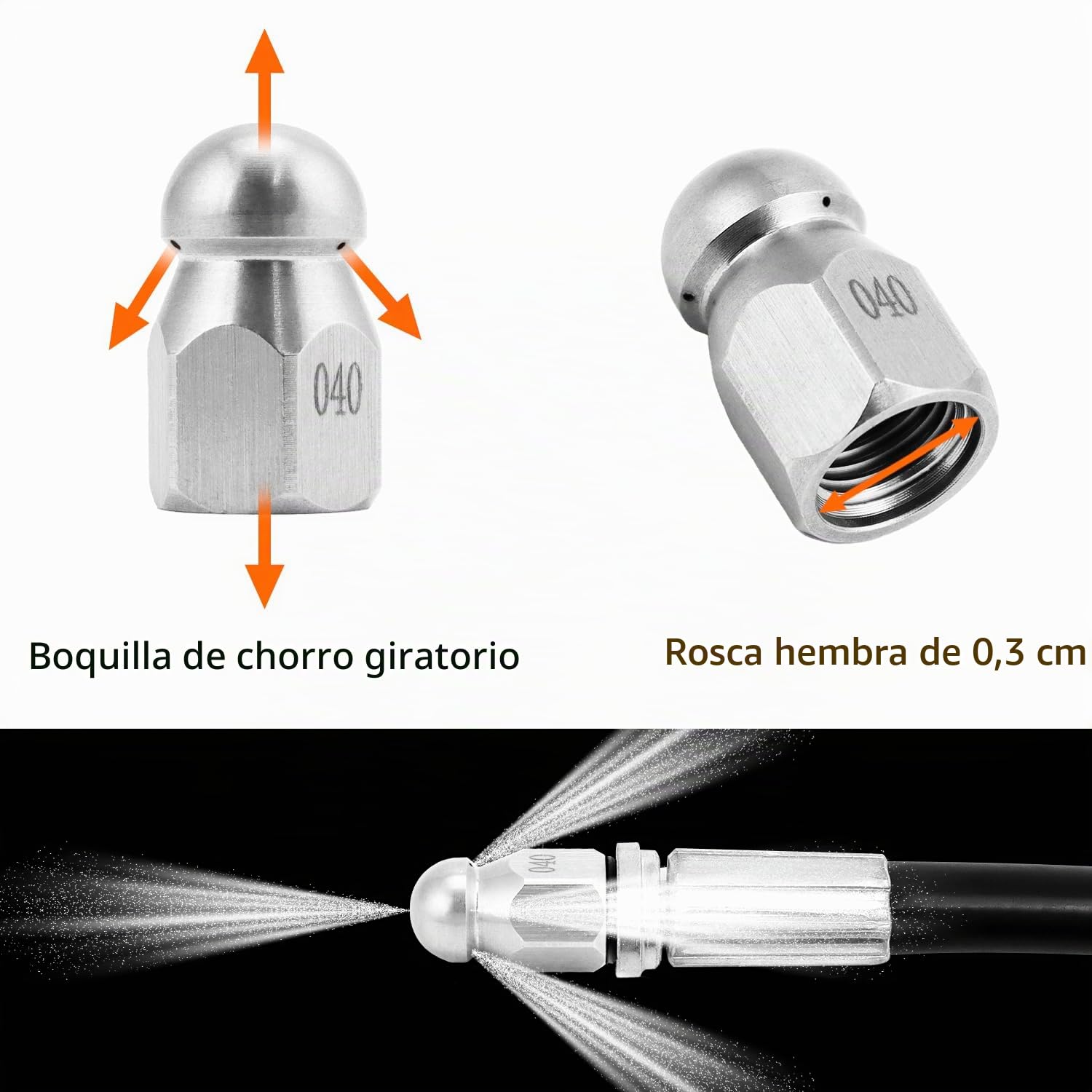 QWORK® Manguera para limpieza de tuberías 30M 180bar, desatascador tuberias a presion, incluido adaptador, compatible con serie K K2, K3, K4, K5, K6, K7 Hidrolimpiadora