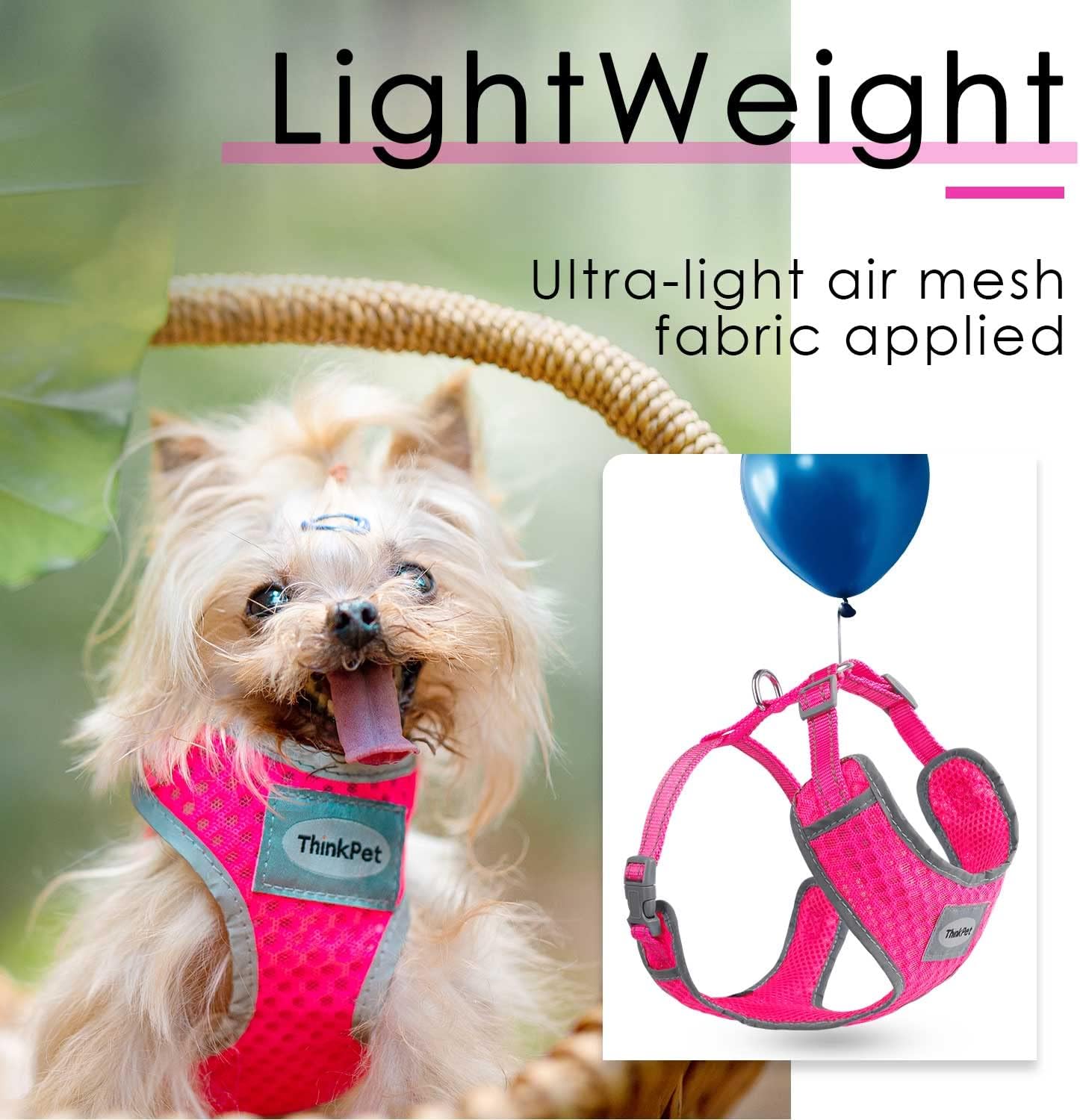 Buу 1 gеt 1 ThinkPet Reflective Breathable Soft Air Mesh No Pull Puppy Choke Free Over Head Vest Ventilation Harness for Puppy Small Medium Dogs (Neon Rosary,S)
