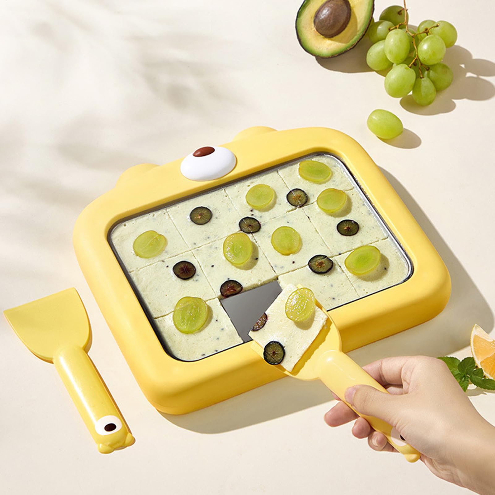 Friggitrice per yogurt | Congelatore Yogurt Maker Vassoio con spatole,Versatile Padella per domestico per adulti adolescenti amici bambini attività familiari
