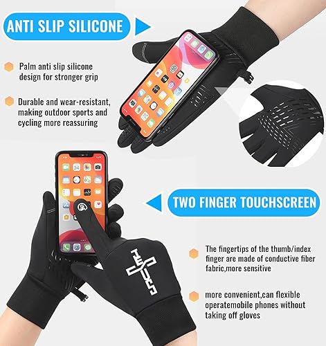 Miniatura 3 de Guantes de invierno, guantes para hombres y mujeres, para pantalla táctil mejorada, para mensajes de texto, cálidos, para correr, forro de punto,