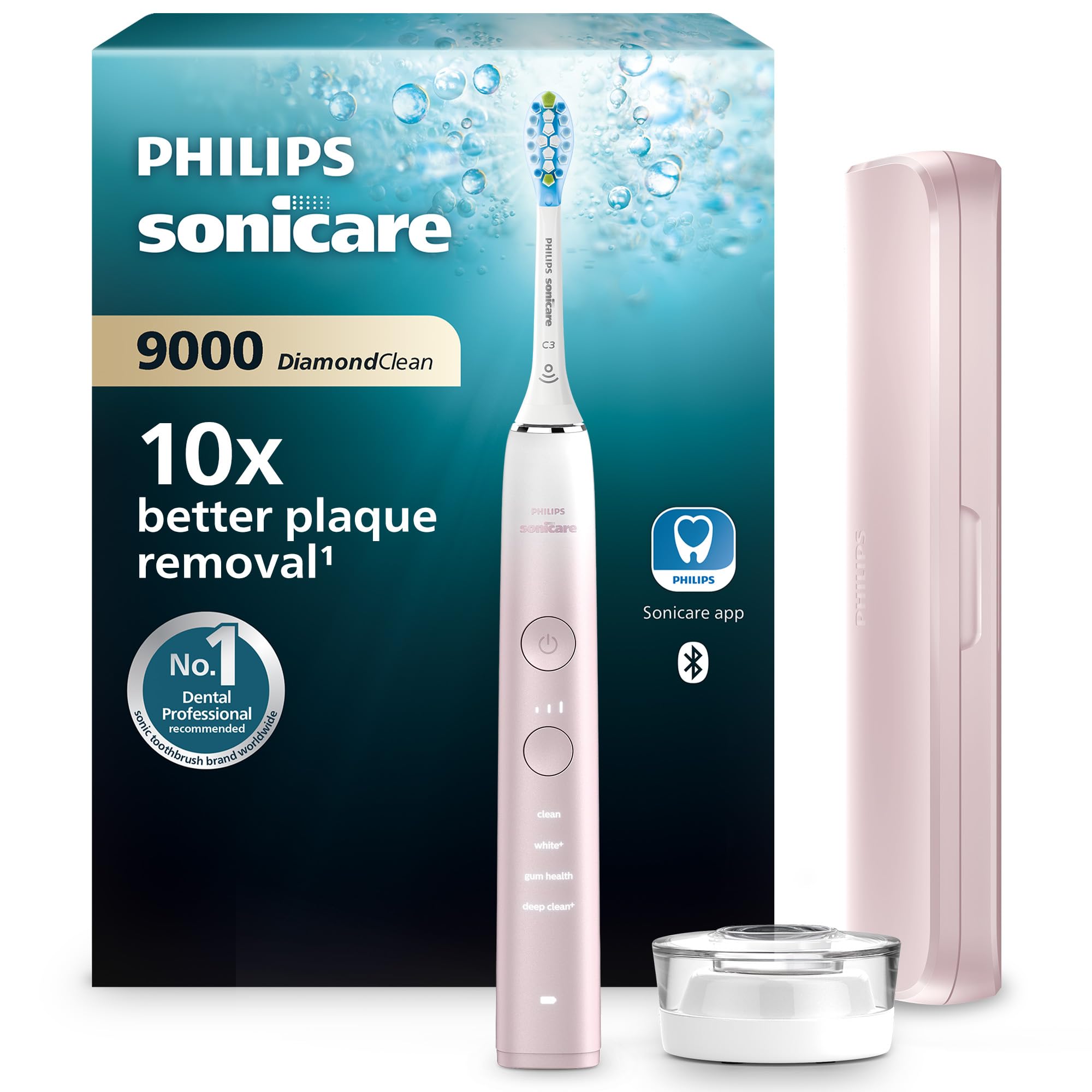 Philips Hx9911/84 Sonicare Diamond Clean 9000 Series, Power Electric Tooth Brush, Pink, 1 Count, Pack of 1