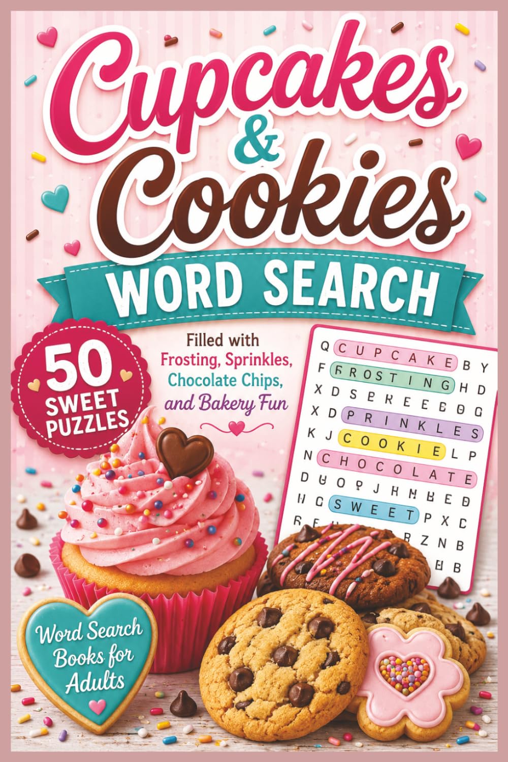 Cupcakes & Cookies Word Search: 50 Sweet Puzzles Filled with Frosting, Sprinkles, Chocolate Chips, and Bakery Fun — Word Search Books for Adults (Word search books collection)