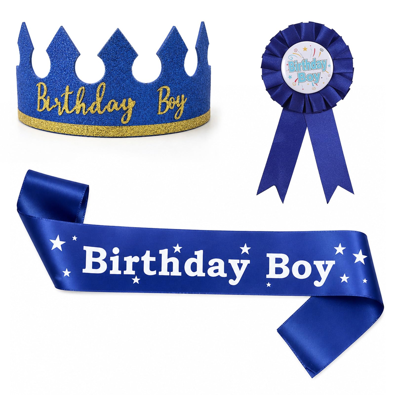 Birthday King Dress-Up Kit - Crown, Sash & Accessories for Boys 3-12