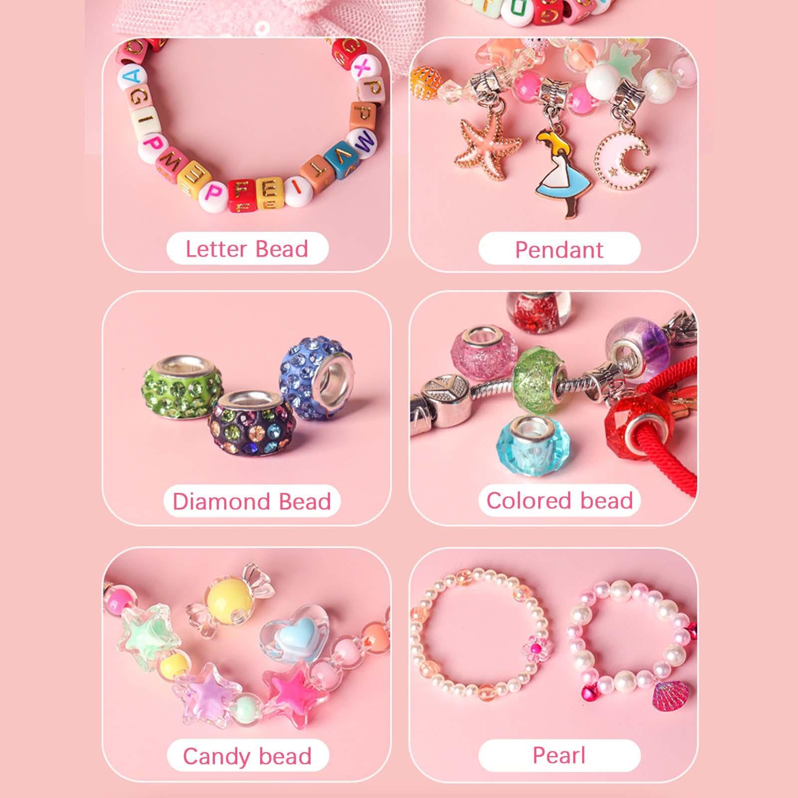 Zestaw bi?uterii dla dziewczynek,zestaw do robienia bransoletek dla dziewcz?t - Arts Crafts Bi?uteria Charm Bransoletka Maker | Zestaw akcesoriów edukacyjnych do naszyjników na Wielkanocny Dzie? Dziec