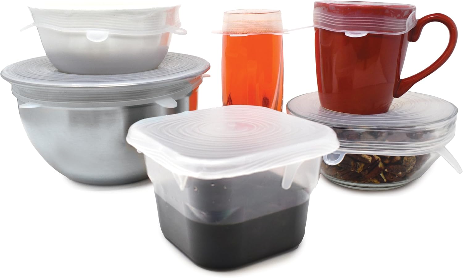 Norpro 6 Piece Reusable Food-Safe Silicone Lids Set - Fits 2.5" to 11" Openings