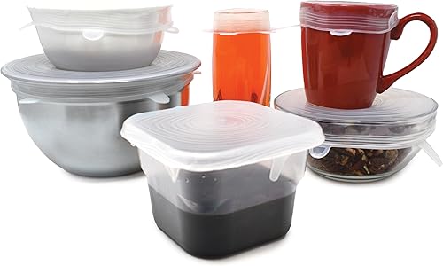 Miniatura 7 de Norpro Juego de 6 tapas de silicona reutilizables aptas para alimentos, se adapta a aberturas de 2.5 a 11 pulgadas