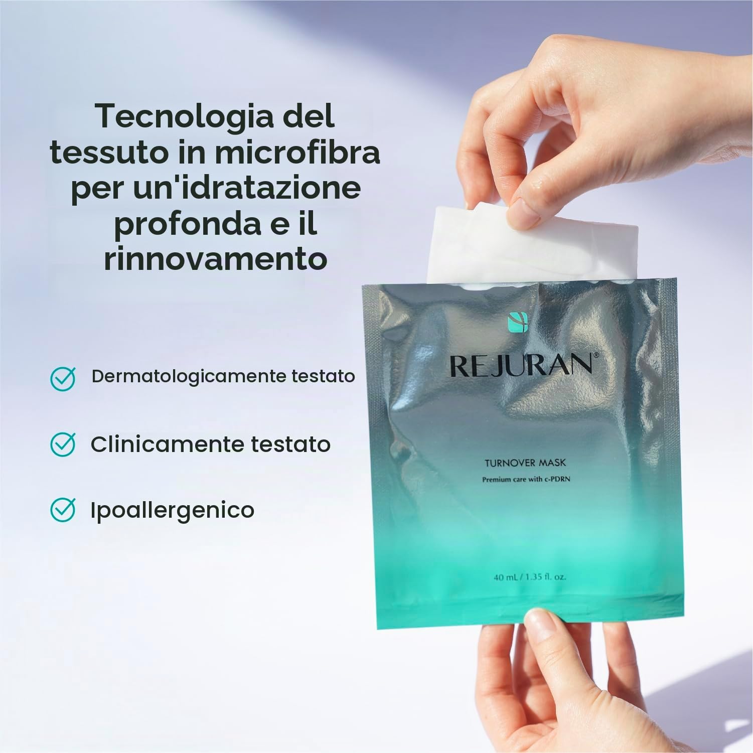REJURAN Maschera Turnover, Pdrn Original Salmon Dna Per Rassodare, Idratare, Riparare E Rivitalizzare. Ottieni Una Pelle Giovane, Confezione da 5 (confezione da 1)