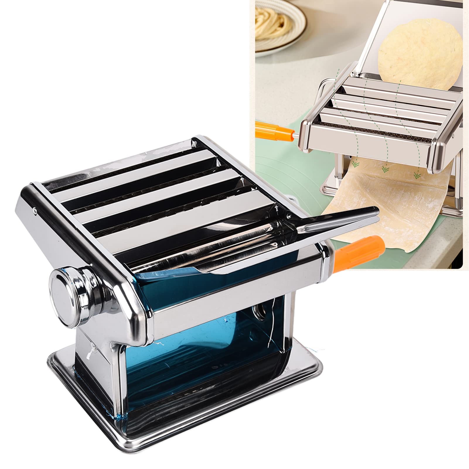 3 Blade Manuel Pâte Maker - Machine à nouilles en acier inoxydable pour une pâte sans effort en roulant et en pressant dans votre cuisine