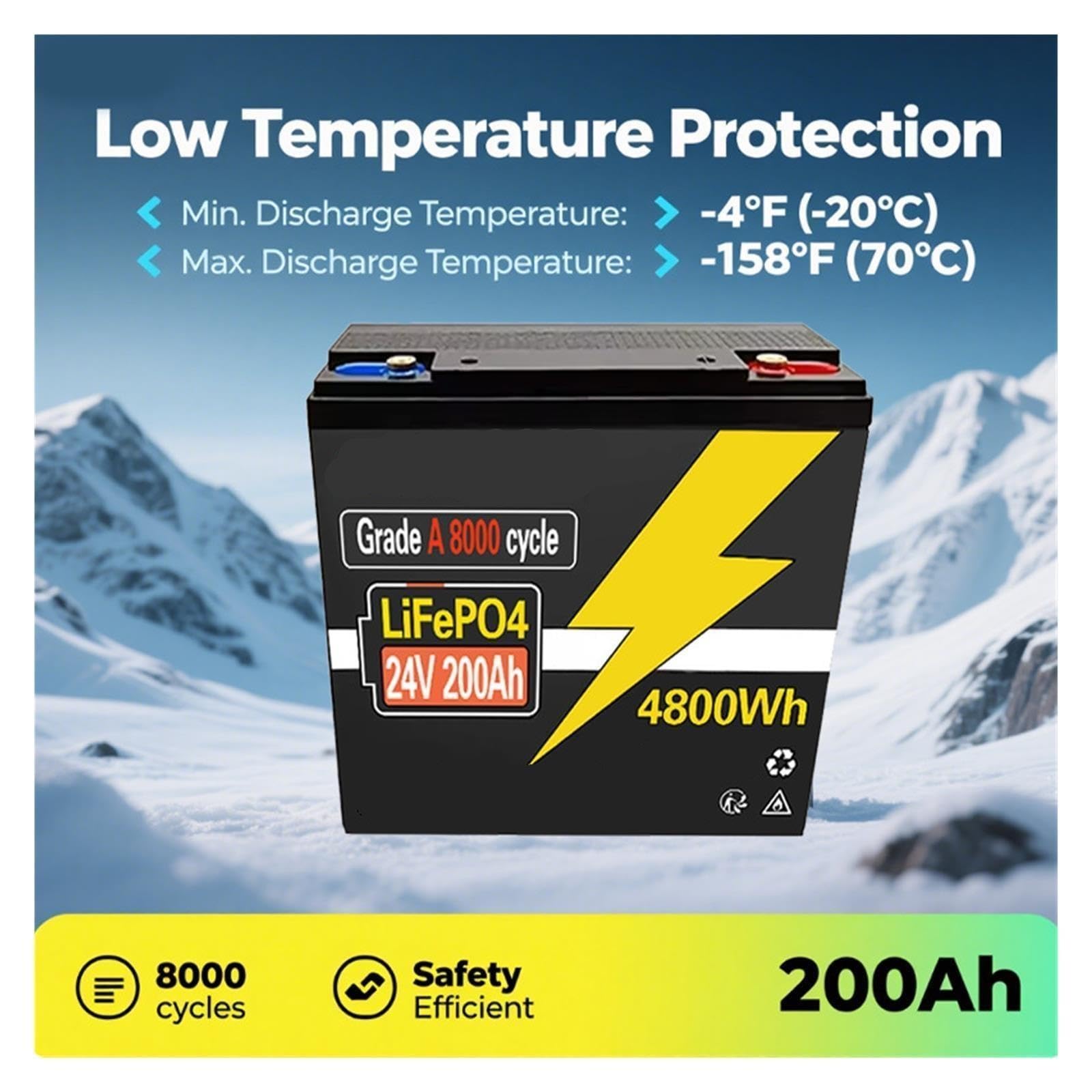 Batería BMS de fosfato de Hierro y Litio de 12V y 200Ah