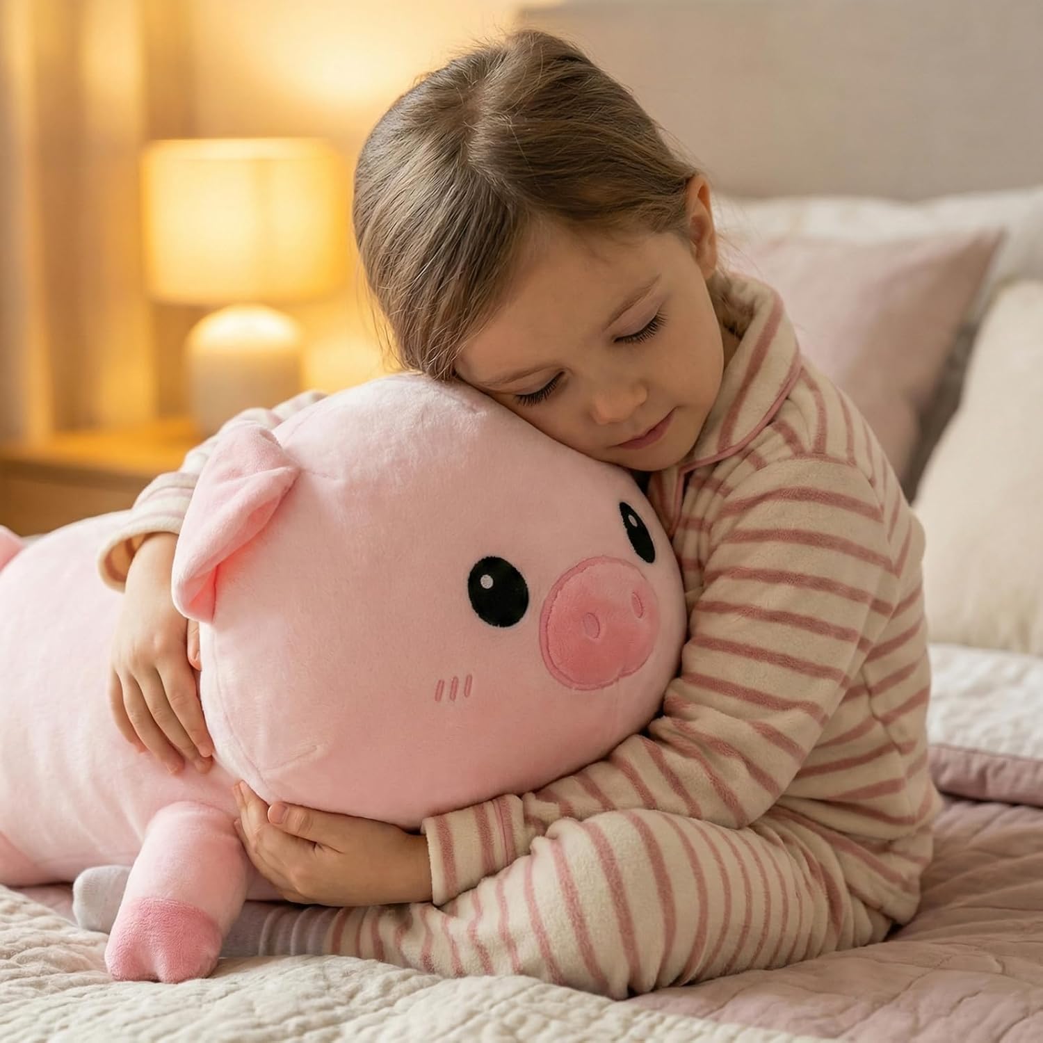Cute Pink Pig Plush Toy – Soft Stuffed Animal Pillow, 18” Long, Kawaii Piggy Doll for Kids & Adults, Sleeping Cuddle Buddy, Gift for Girls, Boys, Baby Nursery Decor - Image 5