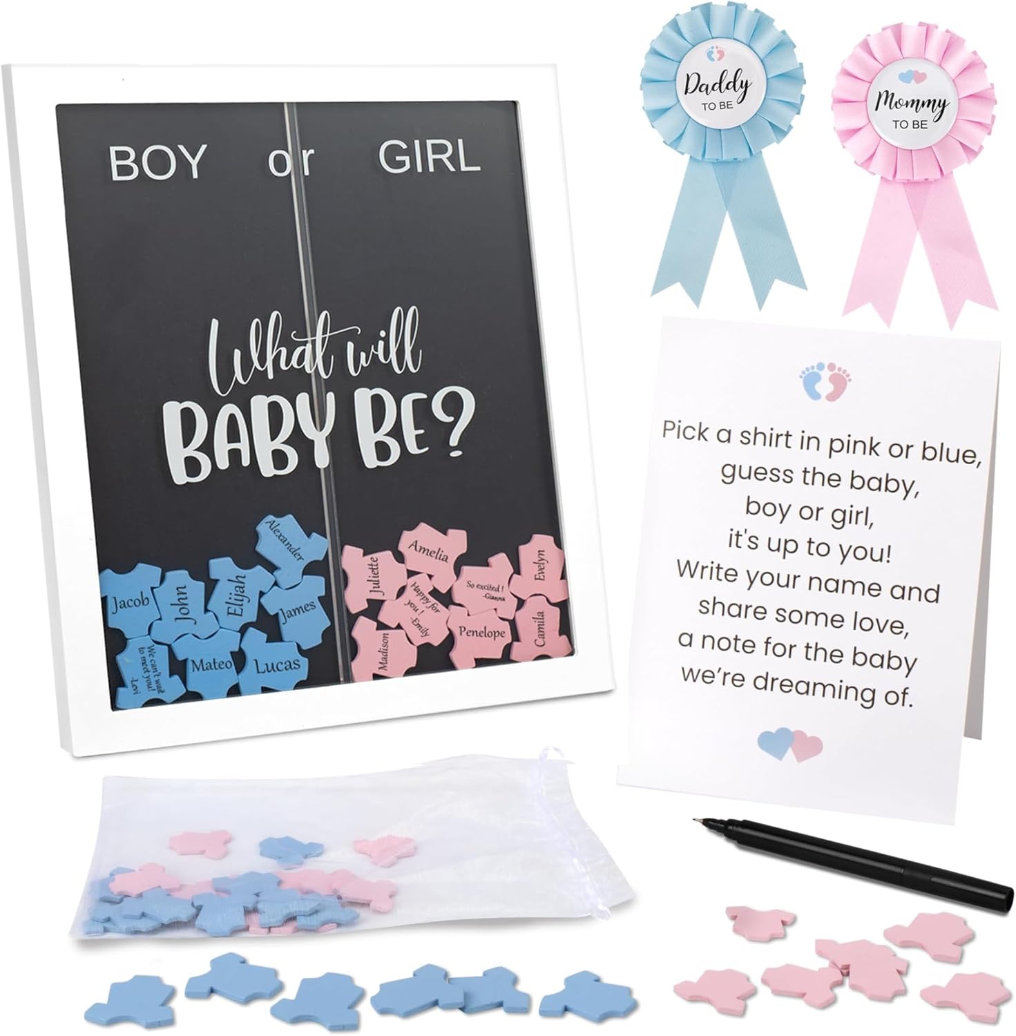 Gender Reveal Decorations for Party – Large Wooden Voting Board Game Keepsake, Baby Shower Gender Reveal Game, Guest Book Alternative, Cast Your Vote Boy or Girl, Gender Reveal Party Games for Guests