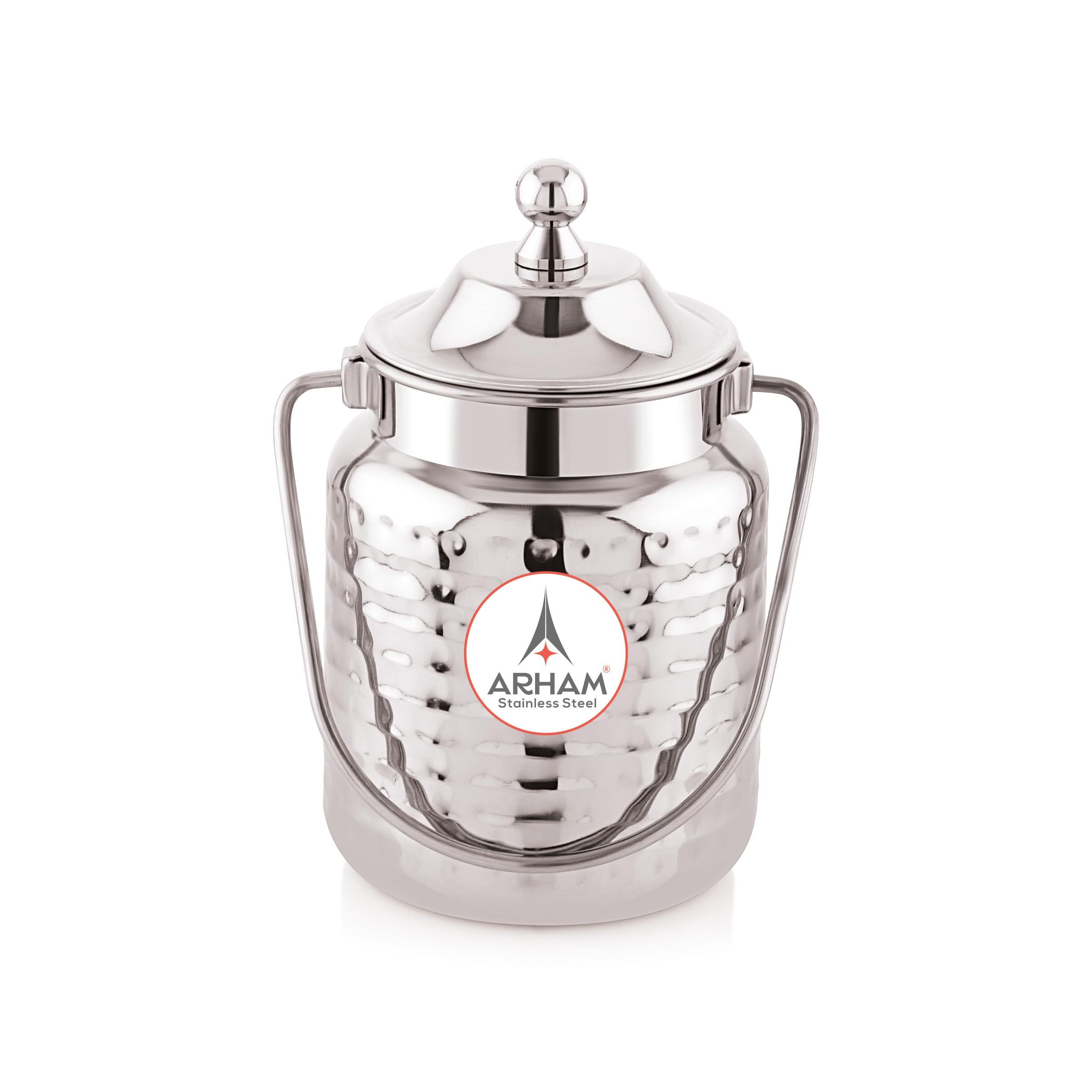 Arham Hammered Oil Can | Stainless Steel Heavy Gauge Akhand (Jointless) Barni, Milk Can, Ghee Container, Can for Storing Liquid (with Upper Lid) (0.75 Ltr) (B0B659T4LV) Amazon Price History, Amazon Price Tracker