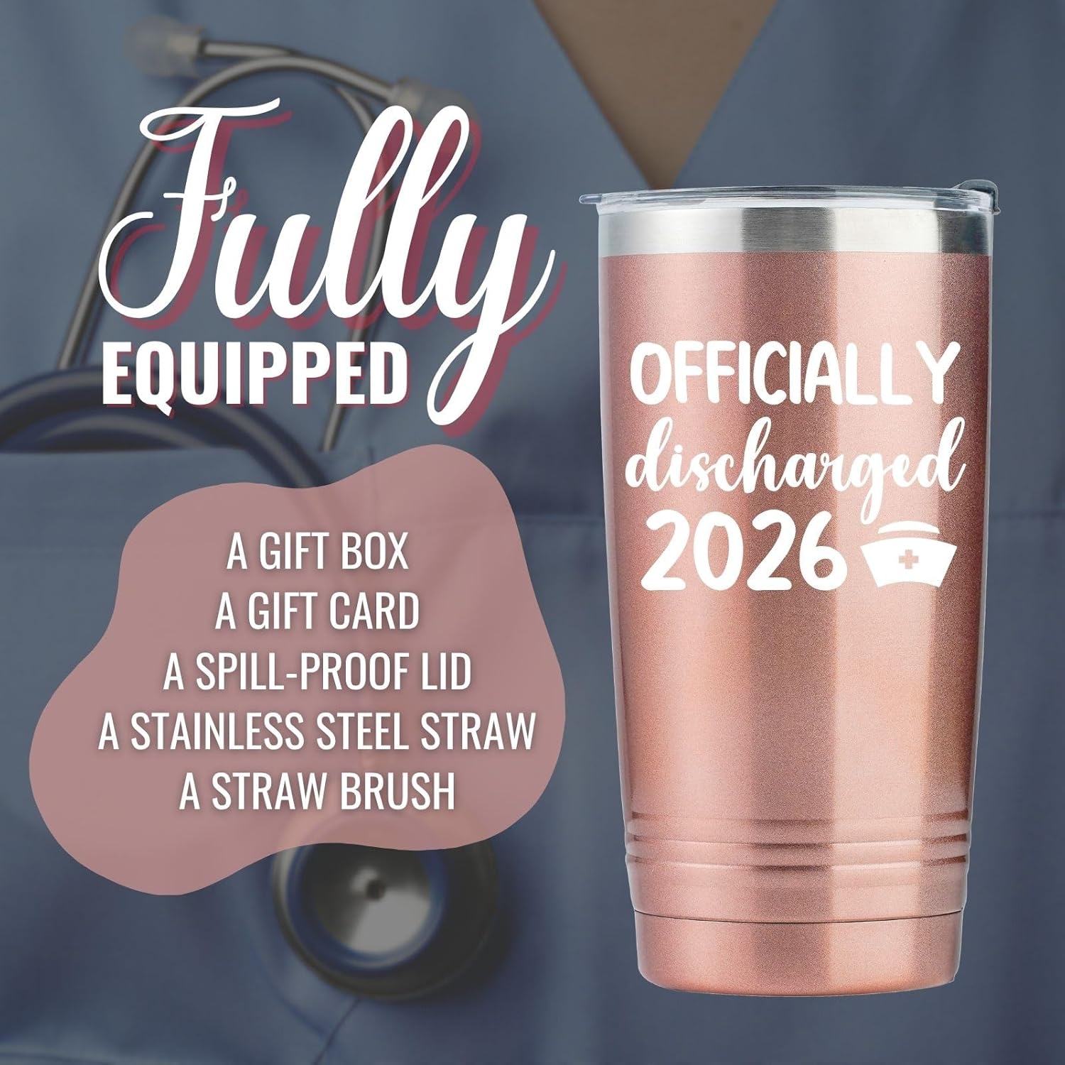 Onebttl Retirement Gifts for Nurses Women 2026, Retired Nurses Gifts, Insulated 20oz Stainless Steel Travel Tumbler with Lid - Image 3