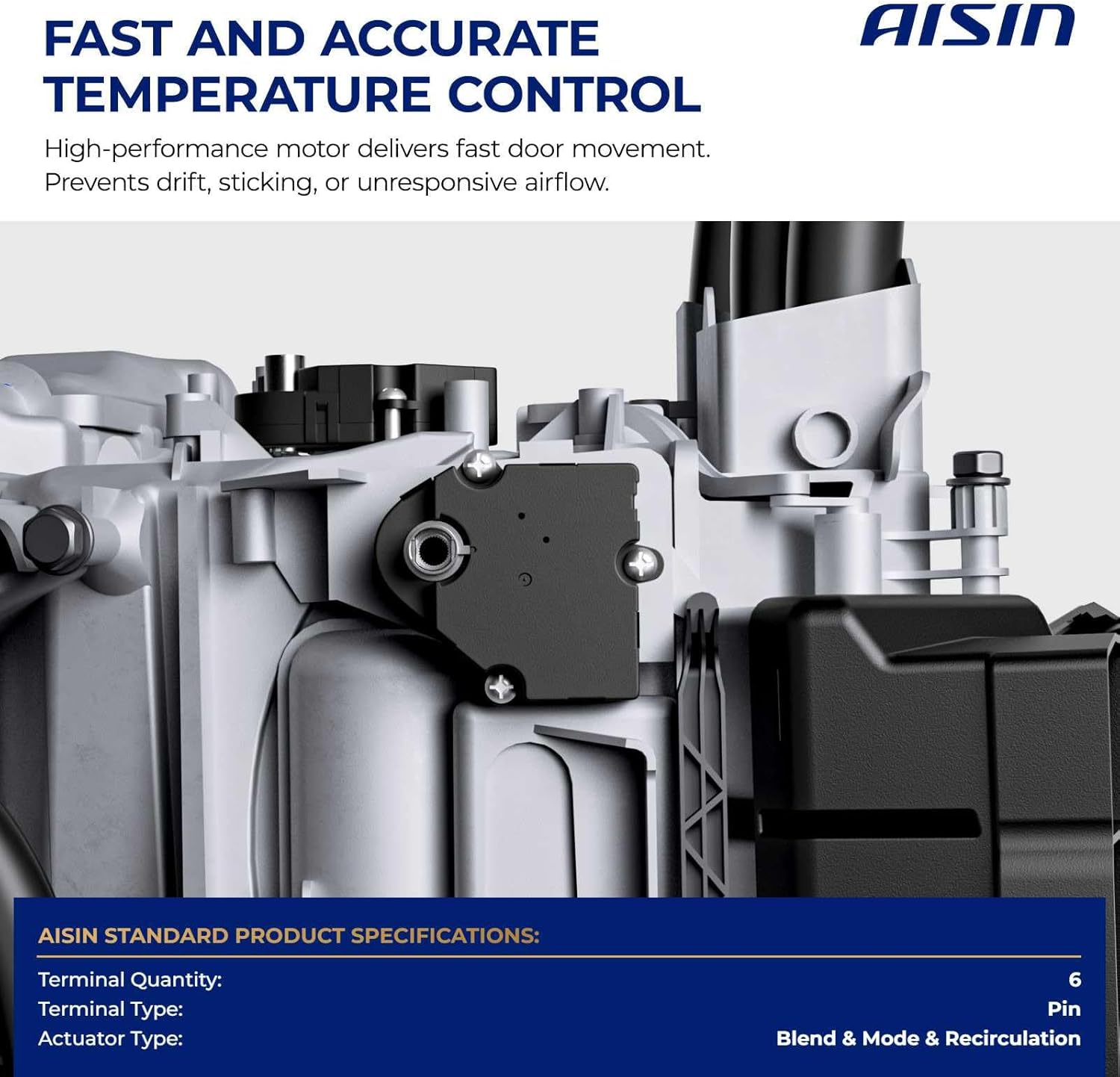AISIN AFTERMARKET BDAZ-00455 HVAC Heater Blend Door Actuator - Compatible with Chevrolet Spark EV 14-16, Volt 11-15, Buick Encore 13-22, Encore GX 20-22 - Temperature Air Inlet Recirculation Mode