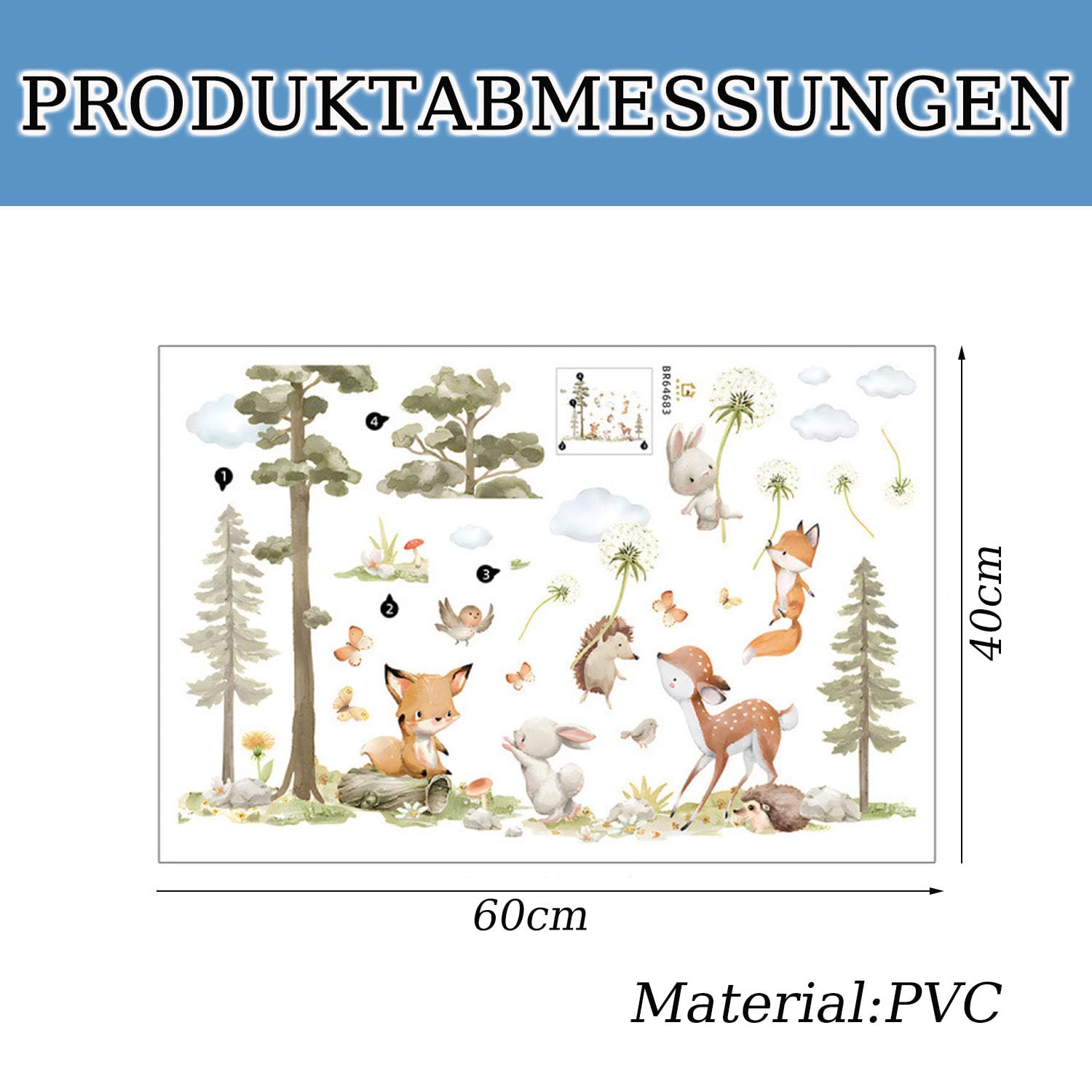 Adesivo Murale GRAZDesign Per Cameretta - Scoiattoli Nella Foresta, 89x50 Cm. Prodotto In Germania, Ecologico, Removibile E Facile Da Applicare. - 3