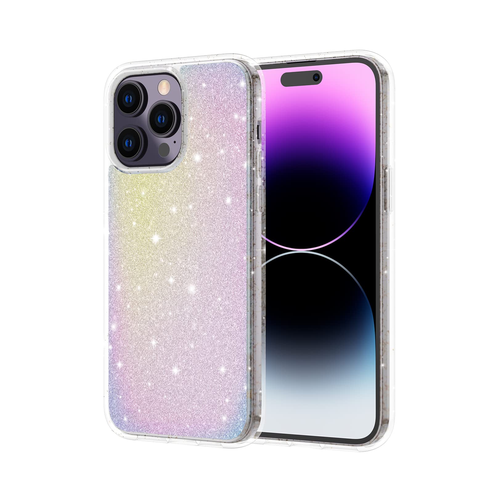 QRemix for iPhone 14 Pro Glitter Case,All-Inclusive Anti-Drop Anti-Scratch Ultra-Thin Protective case,Snug Touch,Never Faded,Print Pattern Sparkly case Designed for iPhone 14 Pro