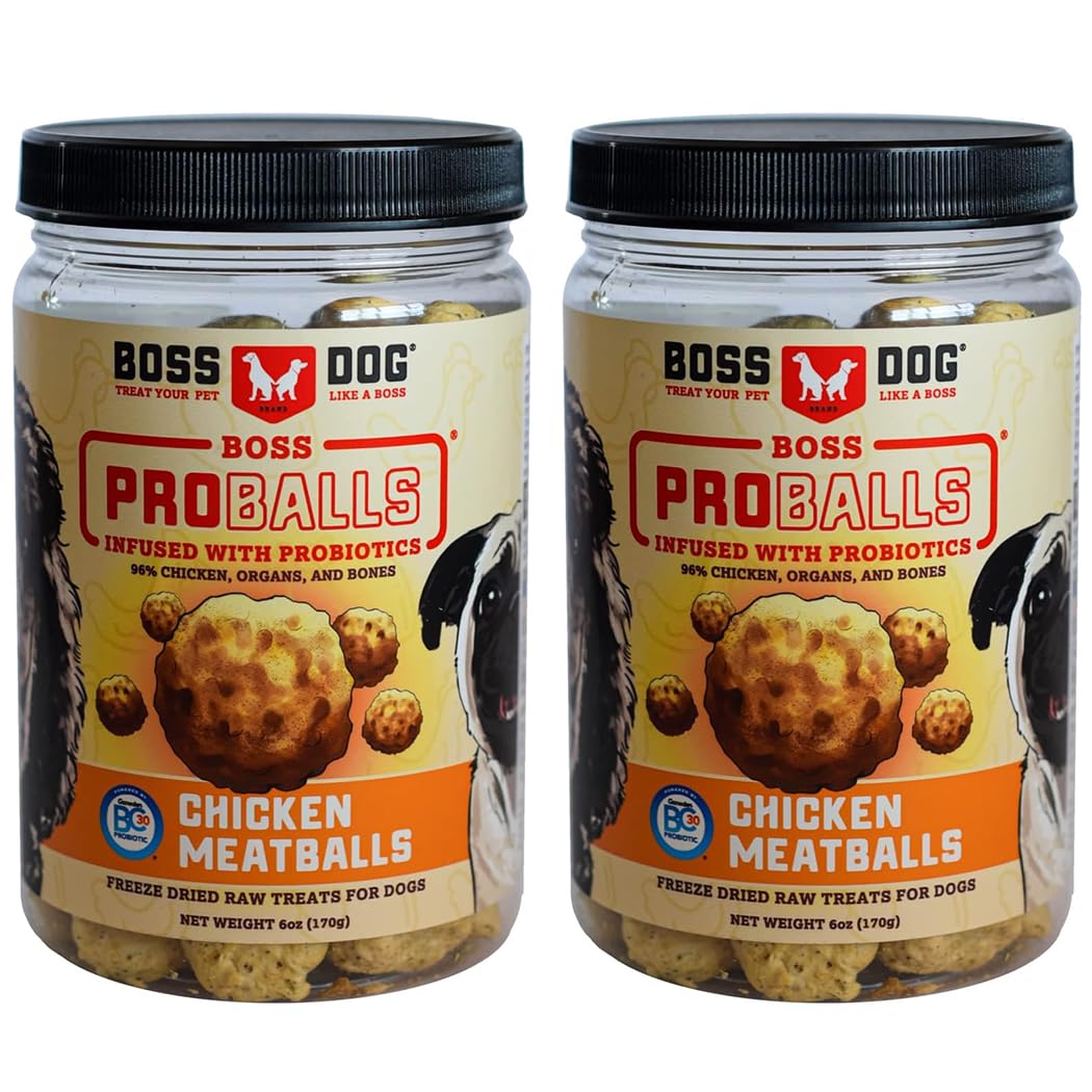 Boss Dog Boss Proballs Meatball Treats for Dogs & Cat, Chicken Recipe, 6 oz Jar (Jar of 2)