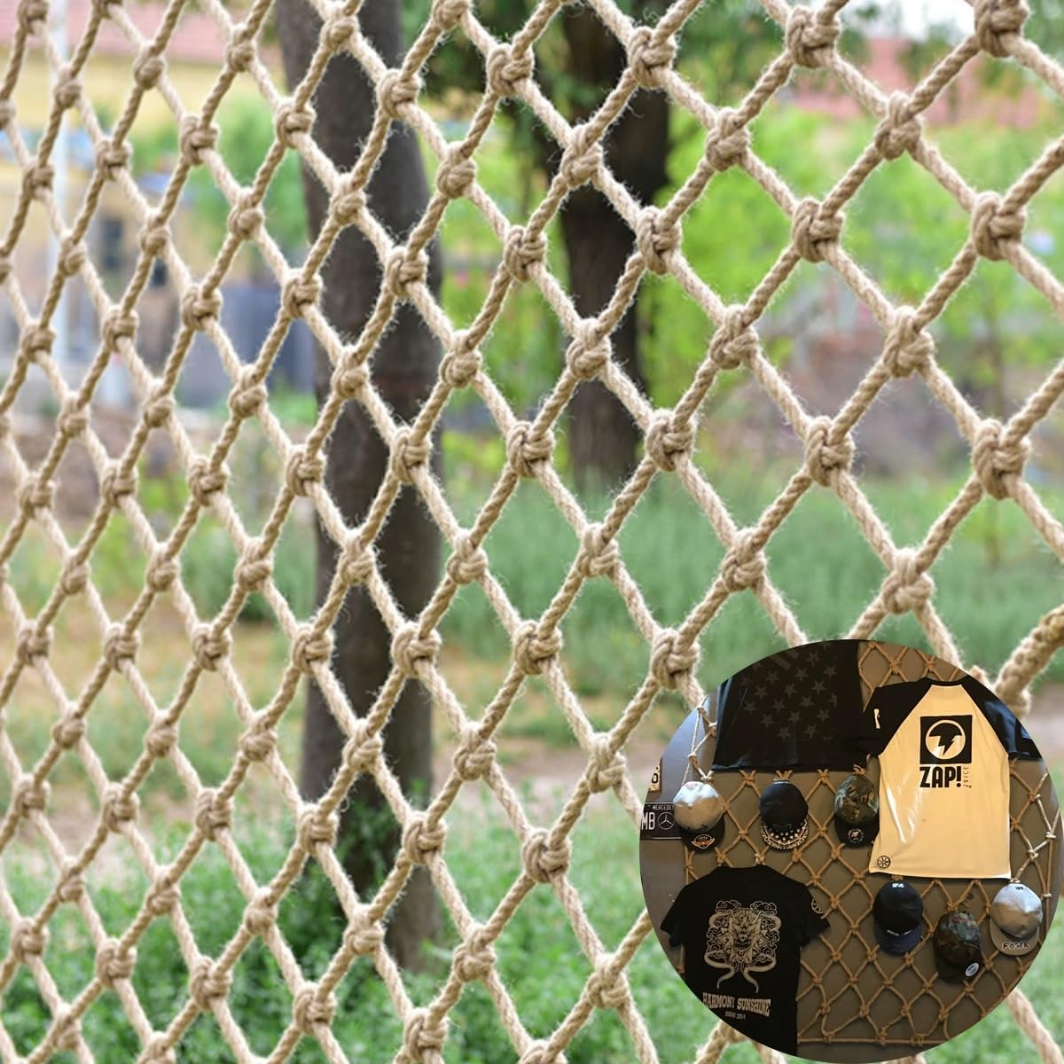 Safety Hemp Rope Net-8mm Thick with 8cm Grid-Multipurpose Net for Indoor and Outdoor Decoration,Garden,Crafts,Photo Backdrops,Stairs Balcony Railings(2Mx3M)