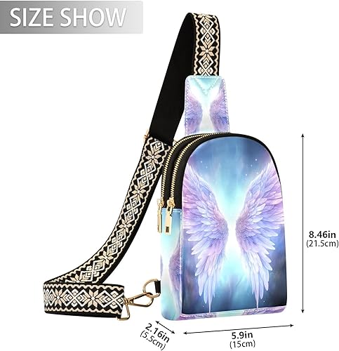 Miniatura 2 de UMIRIKO Angel Wings Sling Bag for Women Fanny Packs for Women Small Leather Fanny Pack Crossbody Bags Fashion Waist Packs Chest Bag for Travel
