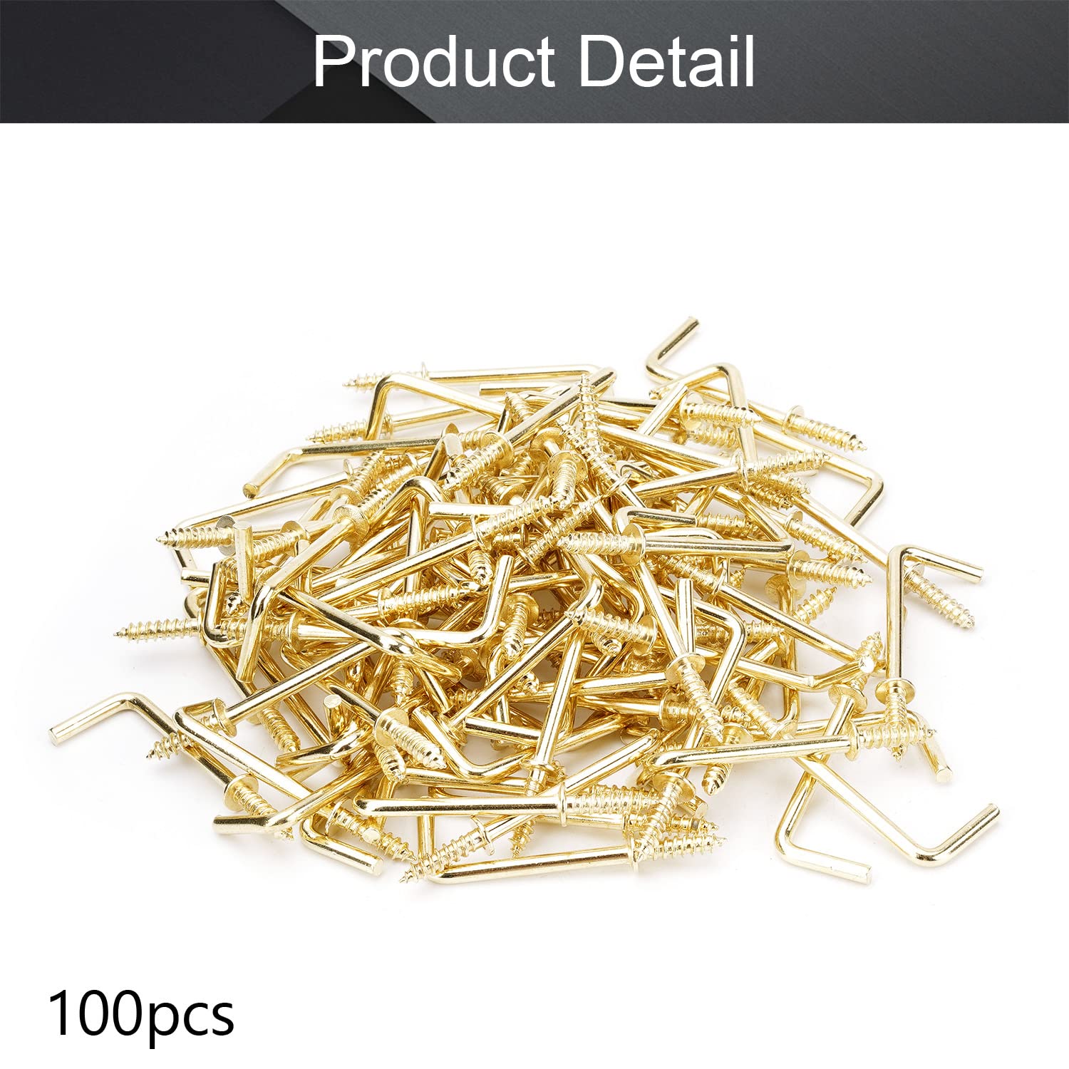 MroMax 100Pcs Brass Screw-in Hooks - 1-1/2" L Shape Hooks For Hanging & Organization