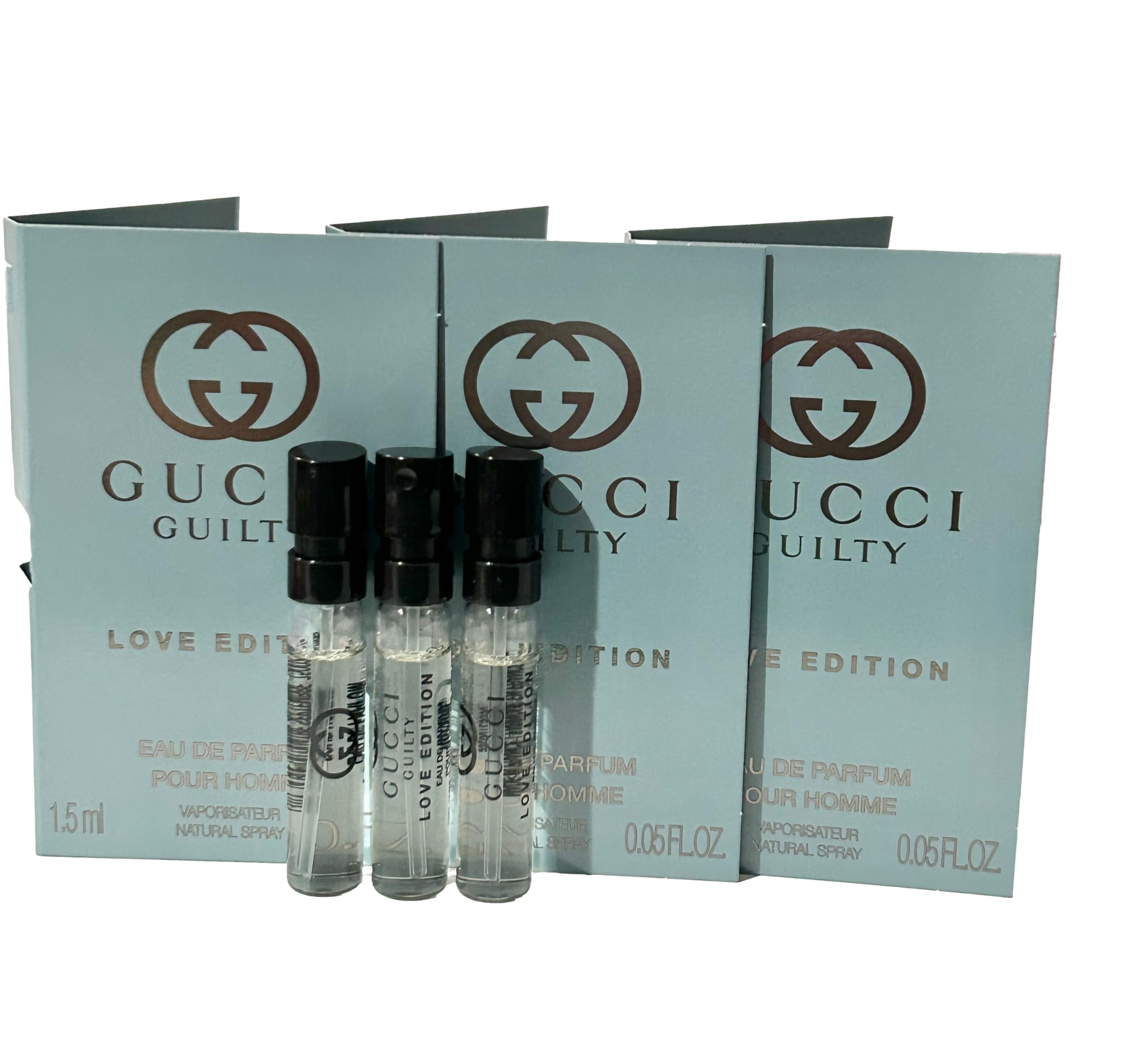 GUILTY LOVE EDITION MEN Sample Perfume 1.5 ml / 0.05 oz - set of 3 spray samples - 9479