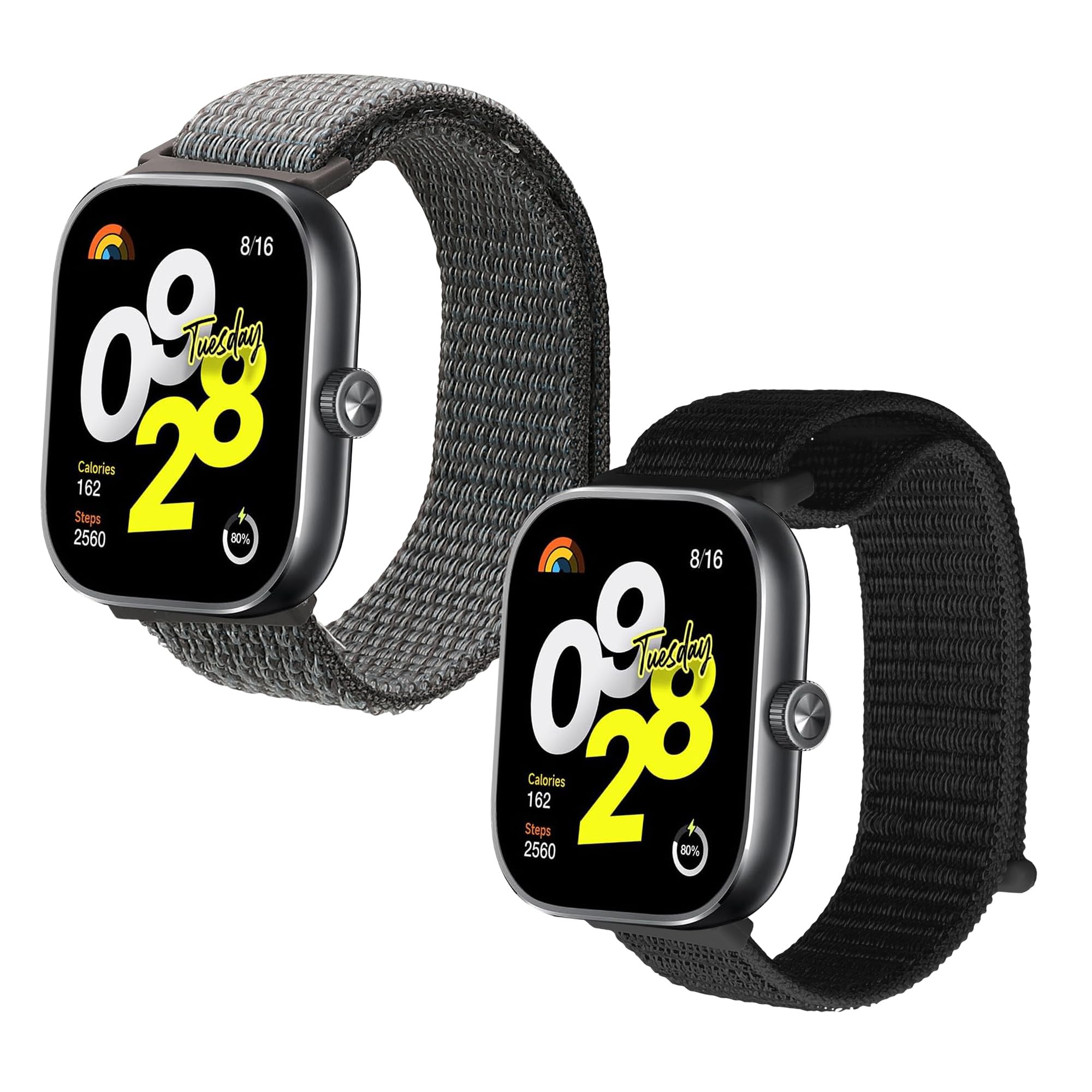 kwmobile 2 x pasek do zegarka Xiaomi Redmi Watch 4 / Band 8 Pro - zestaw opasek fitness z nylonu - zapasowy smartwatch - czarny wielokolorowy