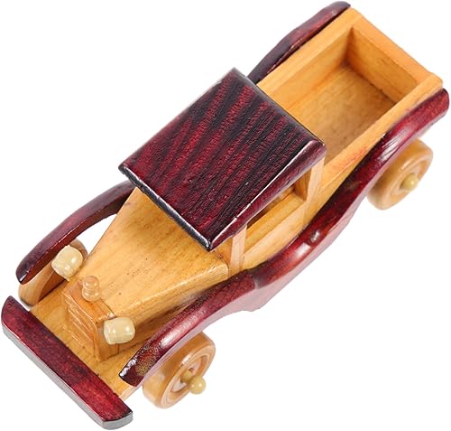 LIFKOME Modelo de coche vintage de madera, decoración de automóvil retro, para decoración de escritorio del hogar, coleccionistas creativos, estilo