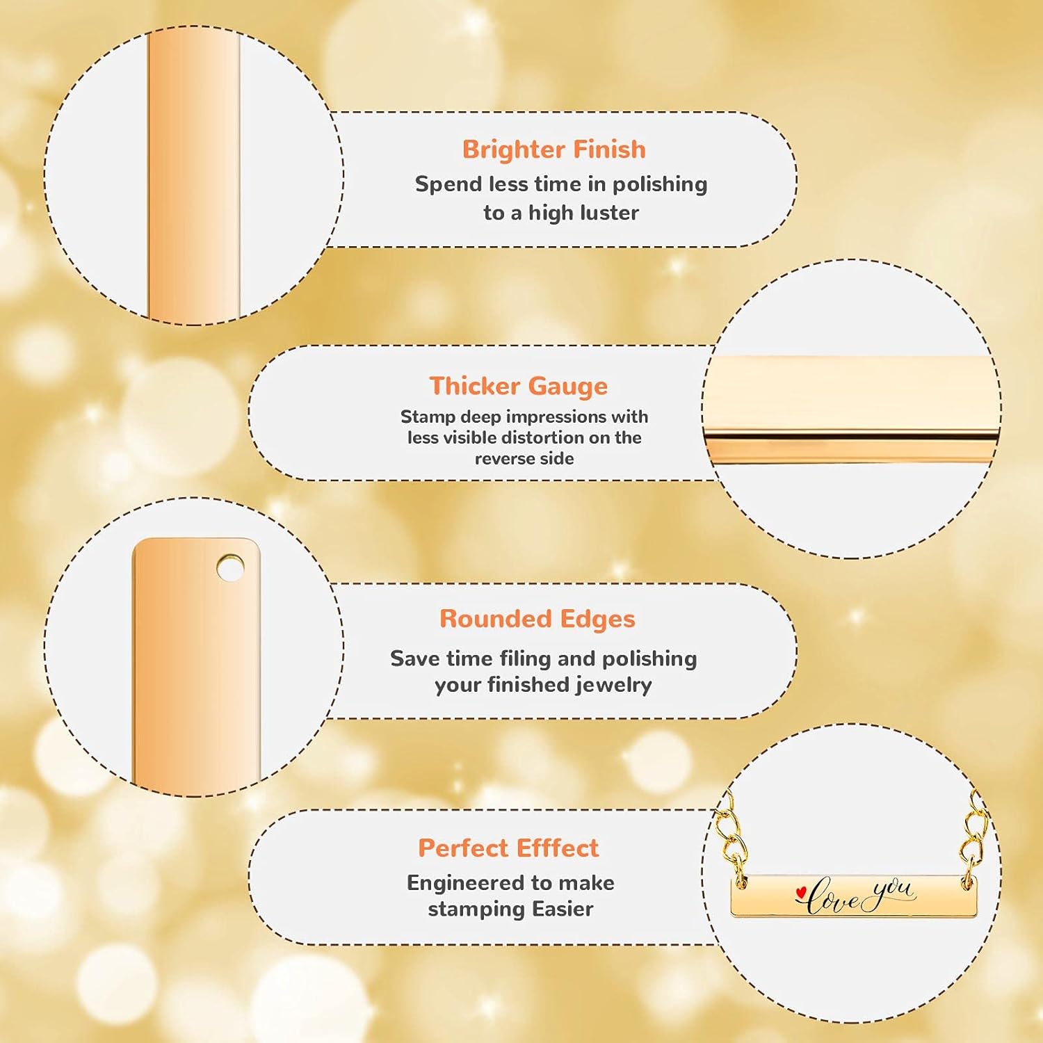 Yaomiao 30 Pieces Rectangle Metal Stamping Blank Bar Brass Tag Pendant Stamping Blank Bar Pendant Charm Horizontal Name Tag with Storage Box for DIY Bracelet Necklace - Image 3