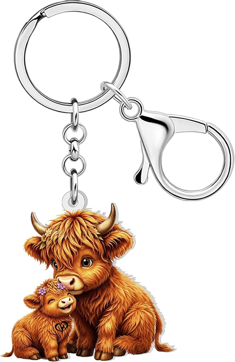 DOWAY Cute Acrylic Highland Cow Keychain Scottish Gifts for Women,Western Jewelry Accessories Cowgirl Hyland Cow Purse Charms
