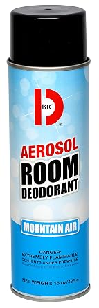 Big D 426 Aerosol Room Deodorant, Mountain Air Fragrance, 15 oz Pack of 12 - Industrial strength handheld air freshener ideal for restrooms, offices, schools, restaurants, hotels, stores