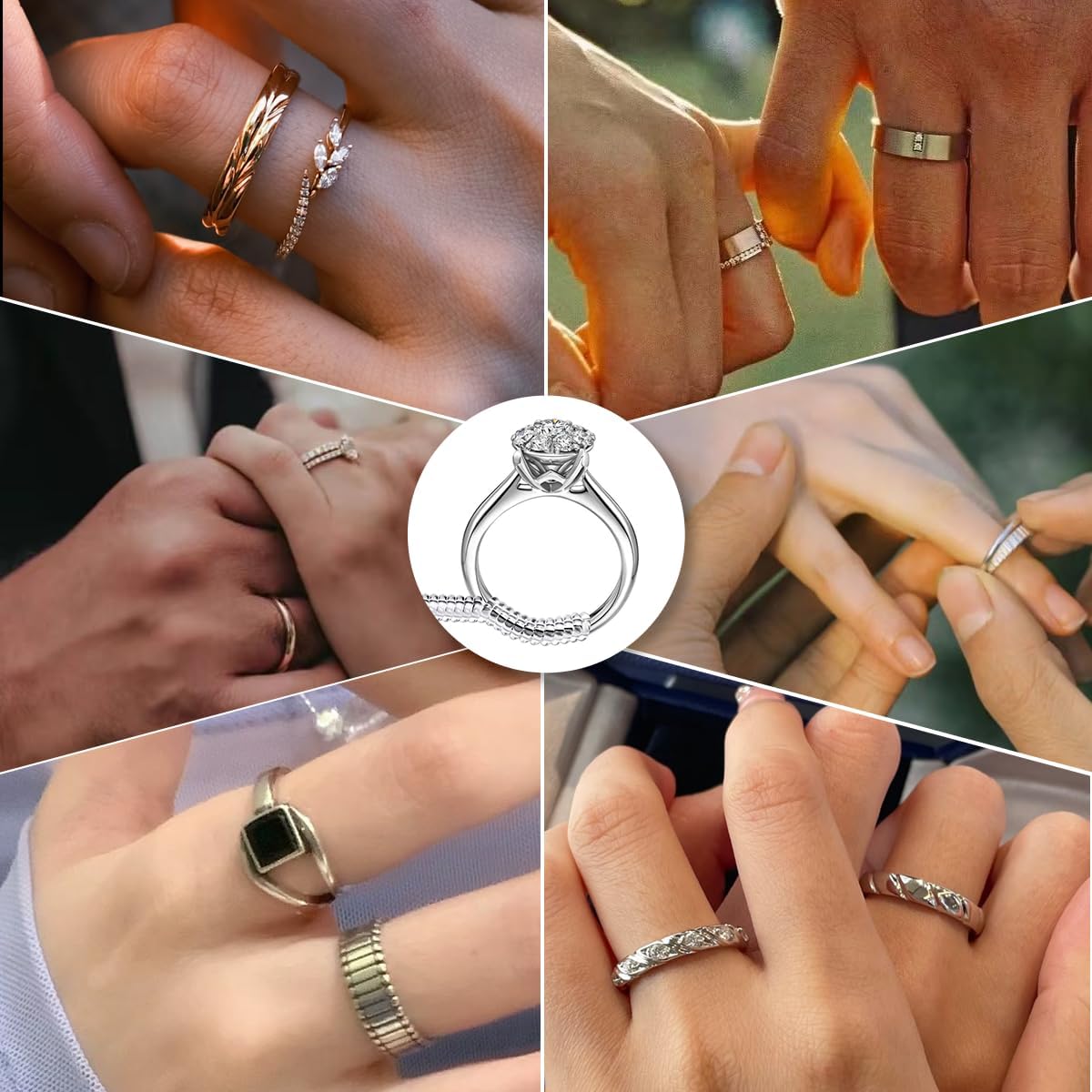 Ring Sizer Adjuster for Loose Rings – 12-Pack, 4 Sizes, Clear TPU, Non-Slip Adjustable Ring Resizer & Tightener Guards, Inserts for Rings That Are Too Big, Includes Scissors, for Men and Women