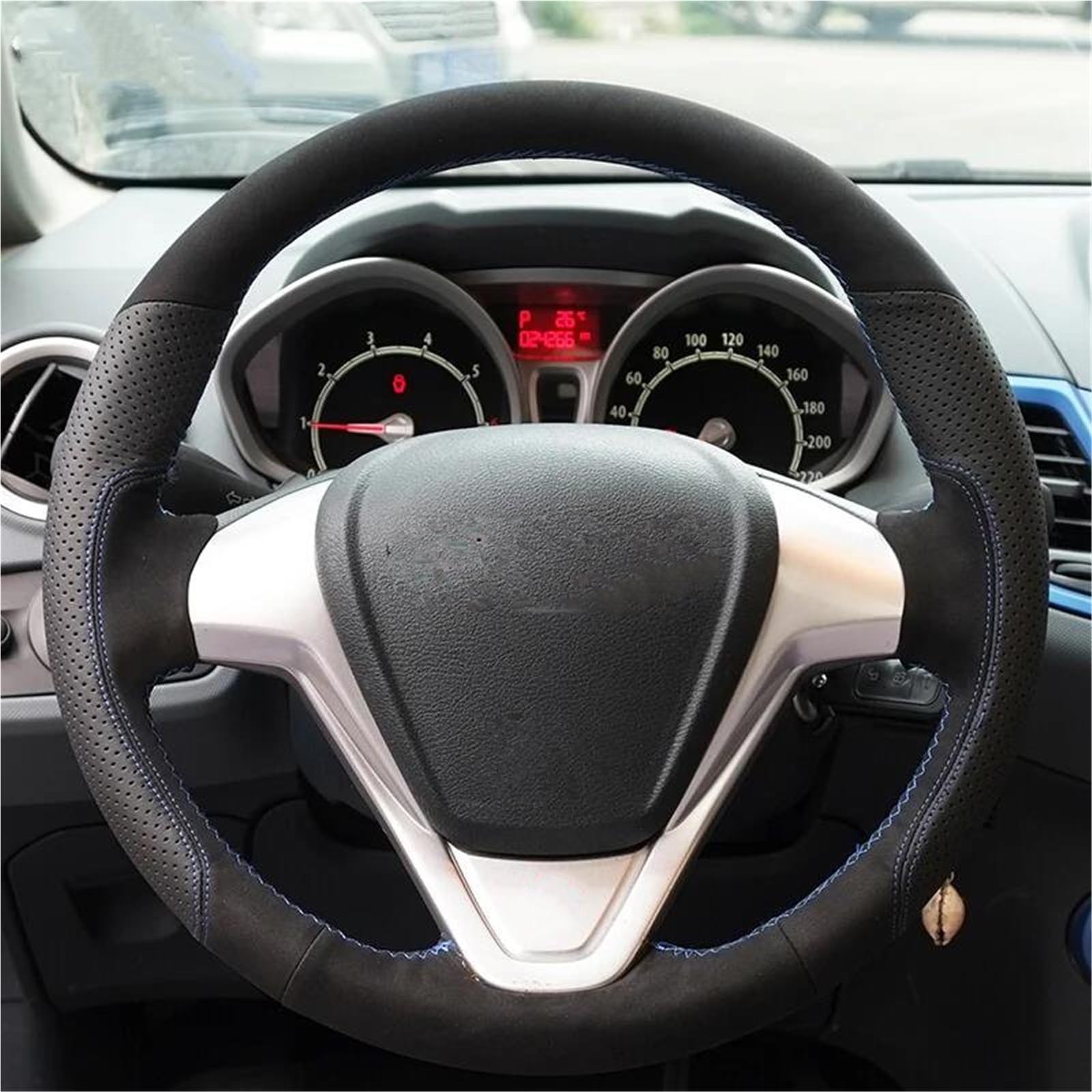 Funda Volante De Coche para Ford para Fiesta 2008-2017, para EcoSport 2014-2017, Accesorios Decorativos para Interiores De Coche.(Style 1)
