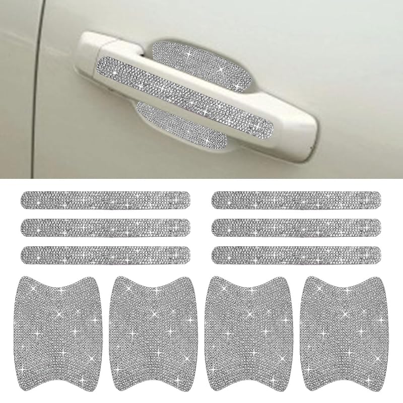 ZIMISI Kit de Protetores Decorativos para Maçaneta e Concha da Porta com Strass Branco, 10 peças