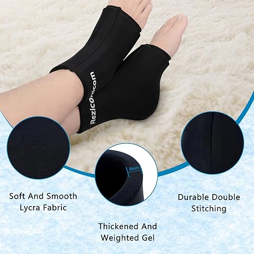 Miniatura 6 de Rezicom Bolsa de hielo de tobillo para lesiones, terapias de frío y calor, manga de compresión flexible, bolsa de hielo reutilizable para fascitis