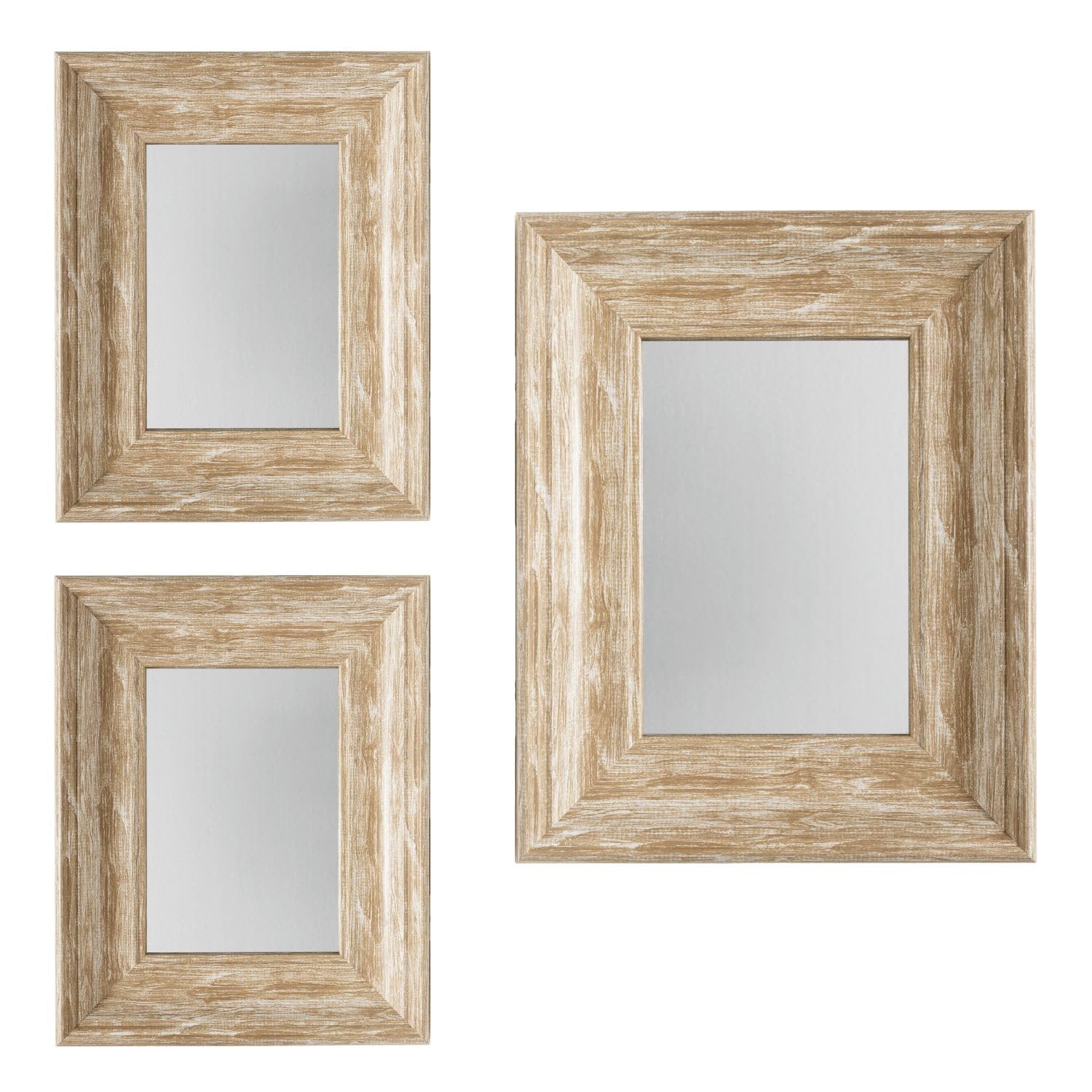 DekoArte - Set de 3 Espejos Decorativos de Pared con Marco Vintage Shabby Chic - Decoracion de Pared