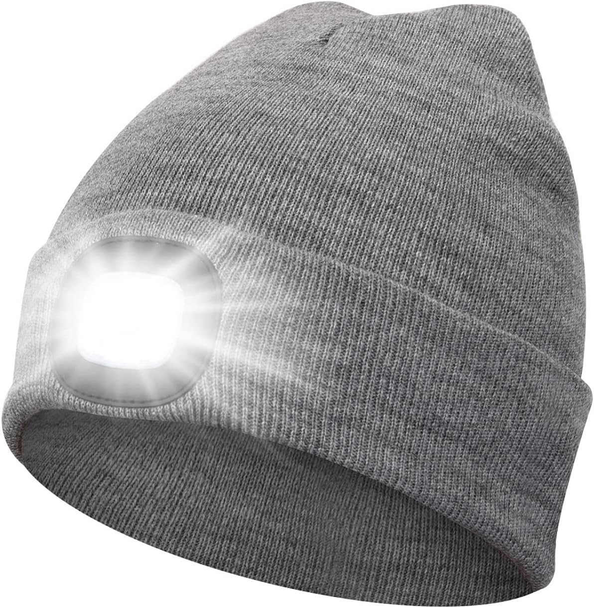 MISERWE Beanie Hat with Light Unisex LED Hat USB Rechargeable Beanie Cap with Light Running Hat Alpine Cap Gift for Men and Women Teens