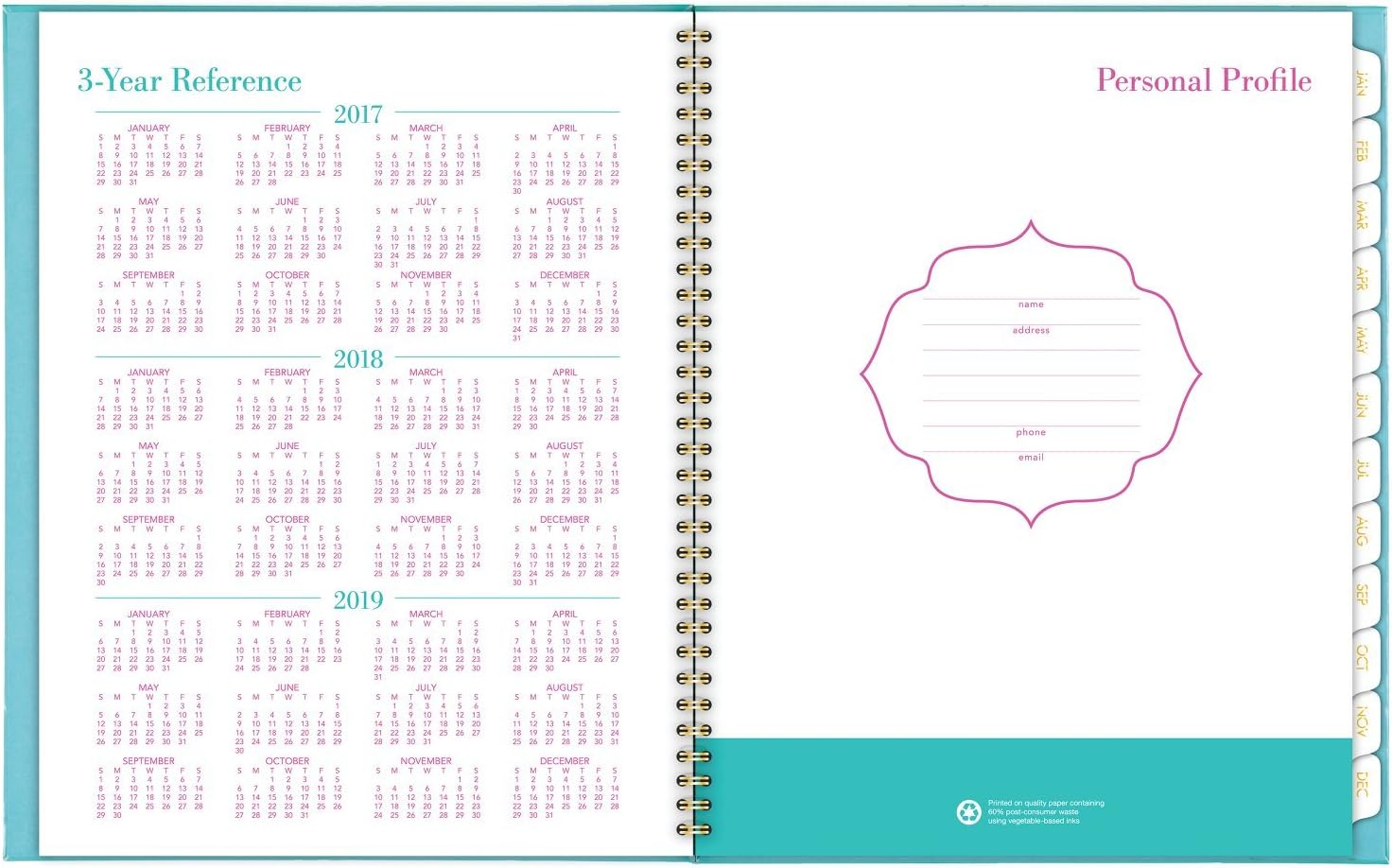 AT-A-GLANCE Weekly / Monthly Appointment Book / Planner, January 2018 - December 2018, 8-1/2" x 11", Color Crush (6046-905-42)
