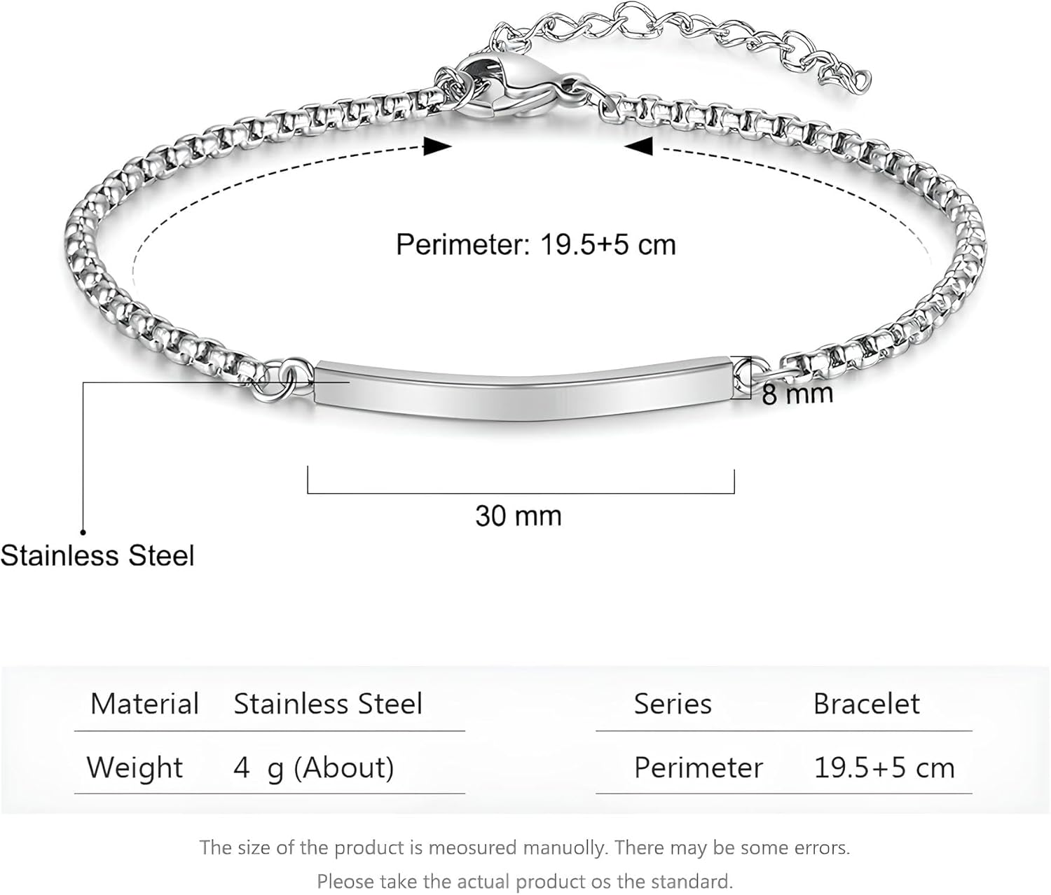 Personalized Silver Bracelet – Custom Engraved Bar ID Bracelet for Women – Adjustable Name Plate Bracelet, Customizable Gift, Inspirational Jewelry