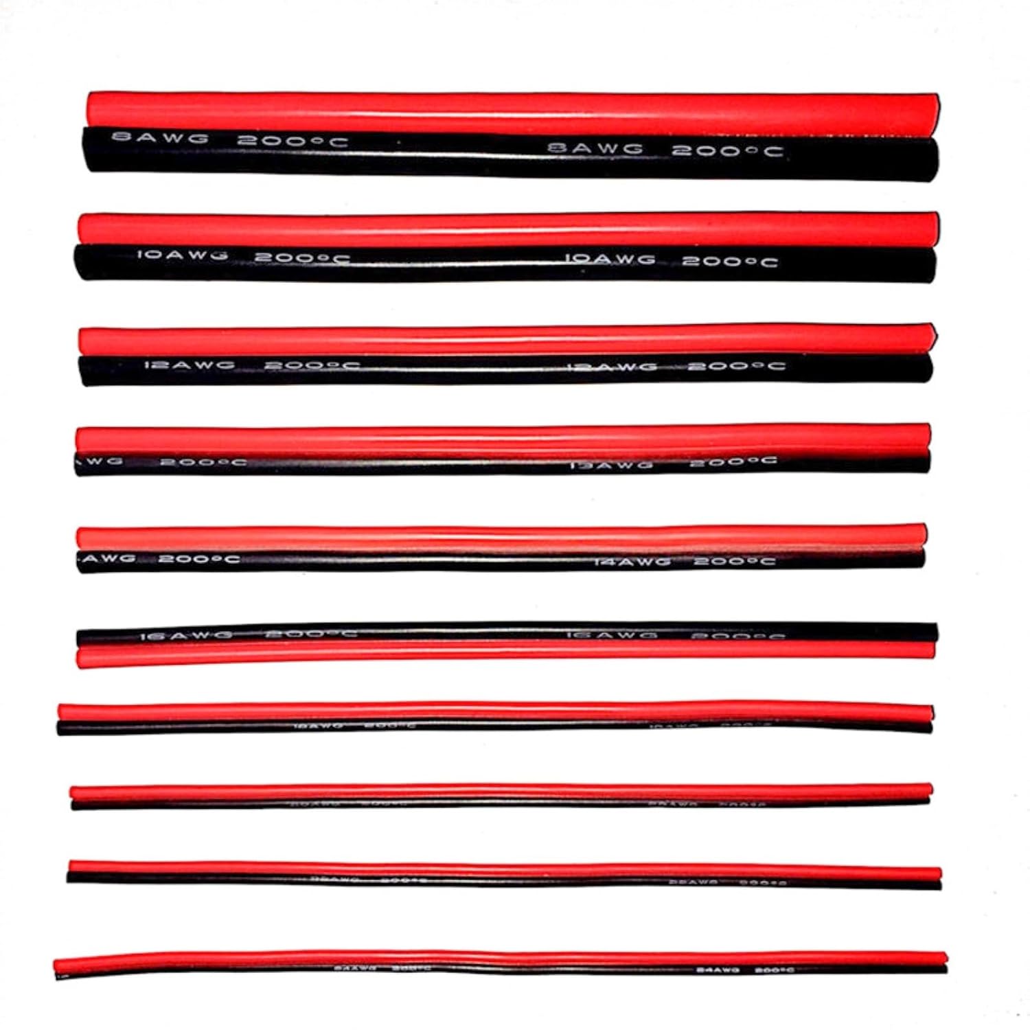 1/5/10M 2P Silicone Cable Red and Black Parallel Cable Flexible 26/24/22/20/18/17/16/15/14/12/10/8AWG 2Core(1Meter,2P 8AWG 8.3mm2)