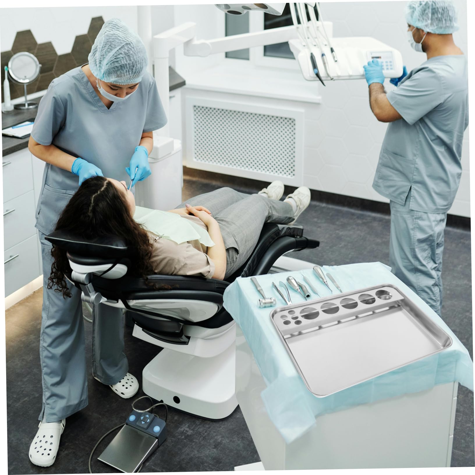ULTECHNOVO Plateau Facile à Nettoyer Acier Inoxydable Argenté pour Changement et Préparation D'injections, Matériel Médical Professionnel