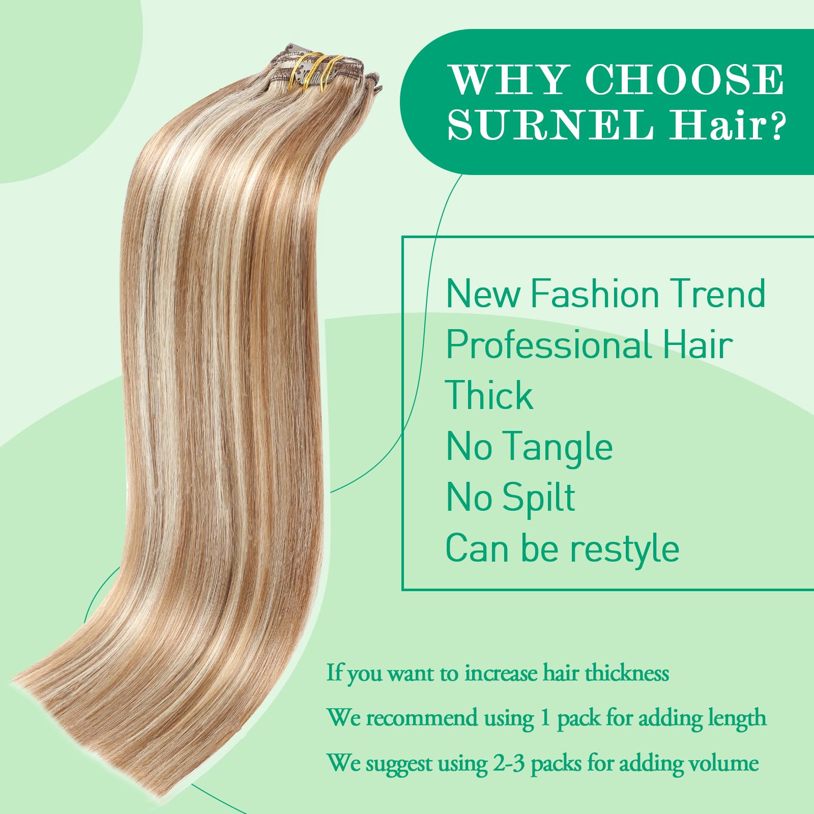 SURNEL Extensiones Clip Pelo Natural 100g 35cm 6 Piezas Castaño Chocolate Extensiones De Clip De Humano Real Extensiones Pelo Natural Remy (C#4-35cm) — view 34