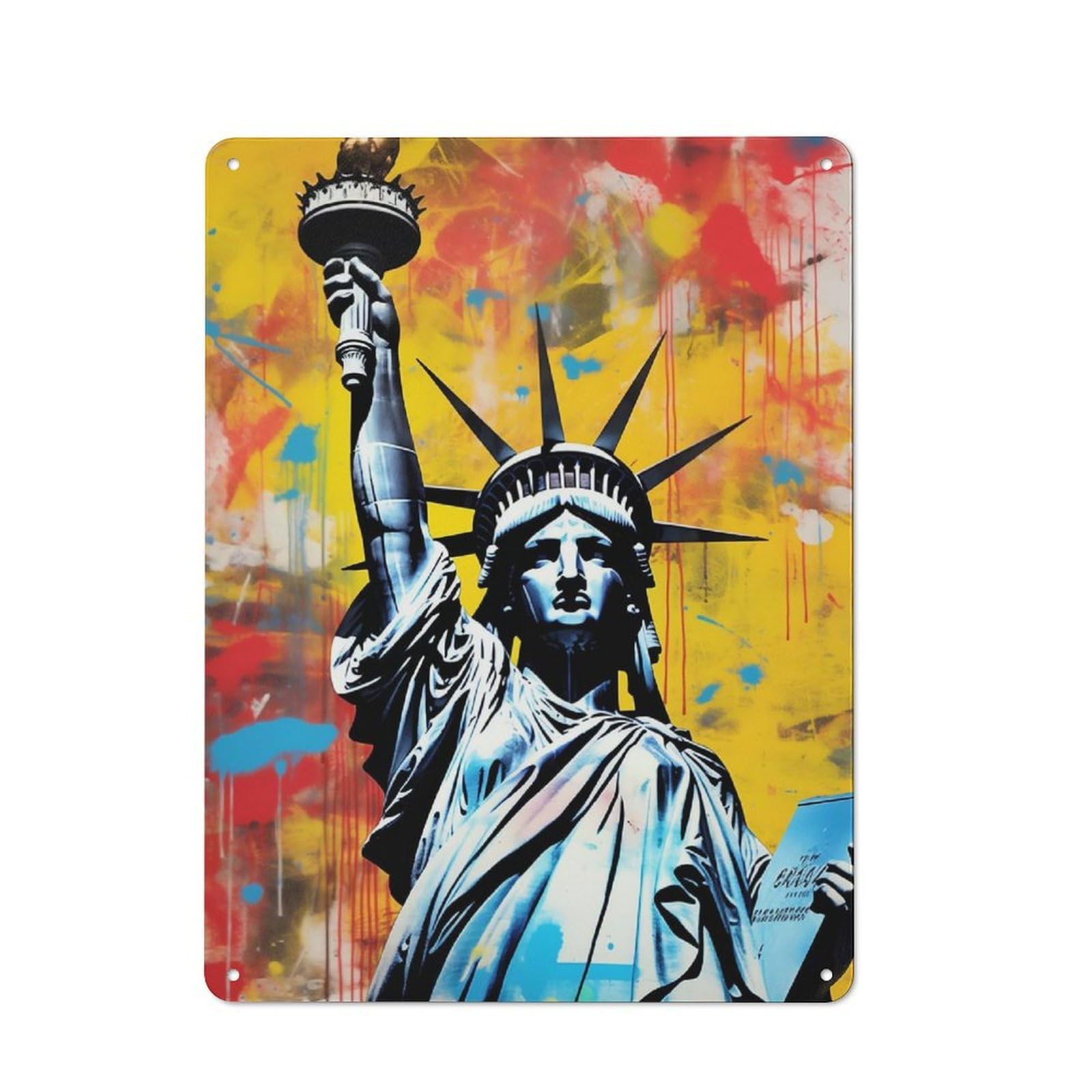 Junmoney Statue Of Liberty Punk Retro Metal Sign 40X30cm For Kitchen Or Home Bar, For Kitchen, Dining Room And Home Bar Wall Decor