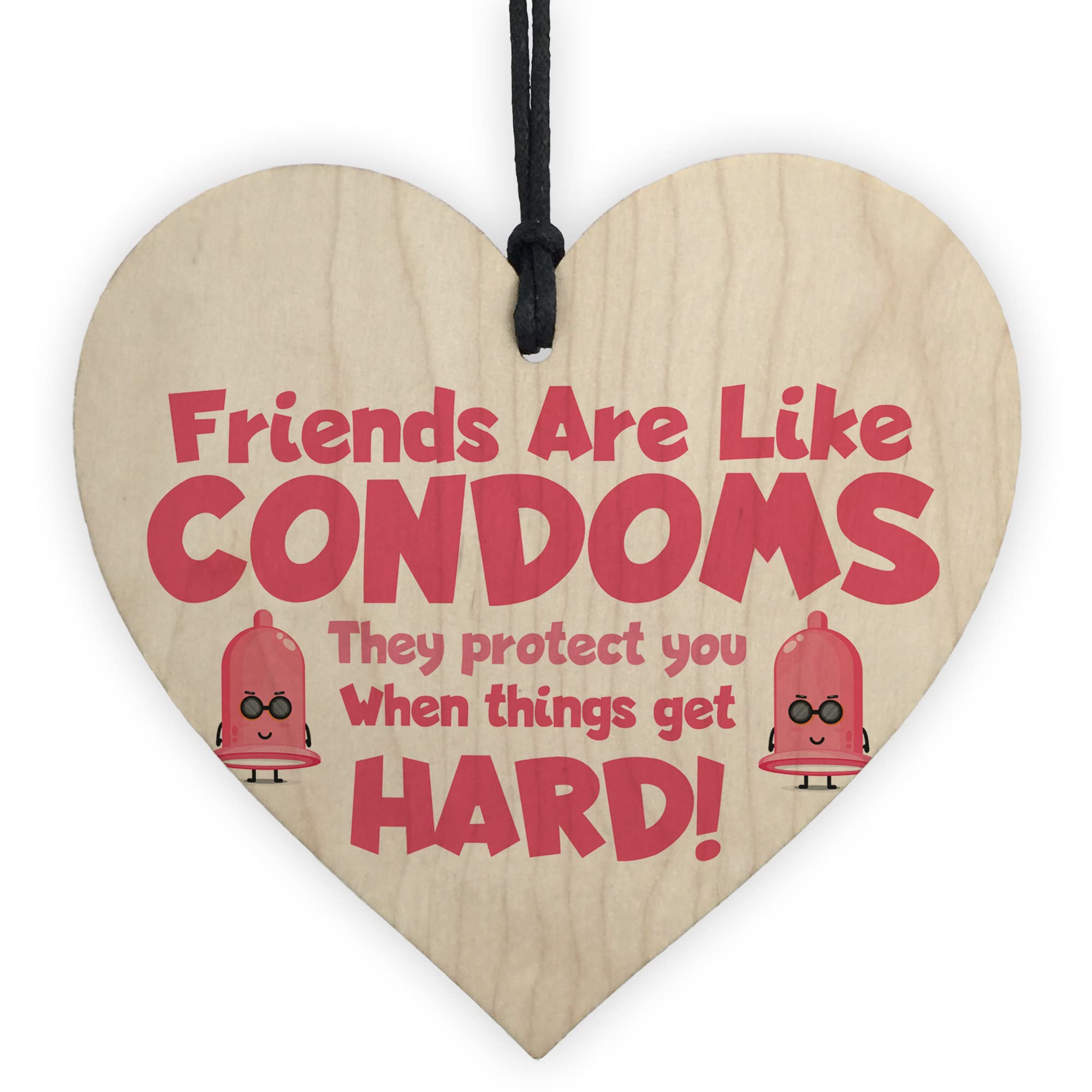 Red Ocean Best Friend Sign Funny Rude Friendship Gift Wood Heart Best Friend Gift Novelty Birthday Christmas