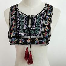 1pc Gold Embroidery Ethnic Style Collar Venise Sequin Floral Embroidered Applique Lace Neckline Collar Garment Accessories